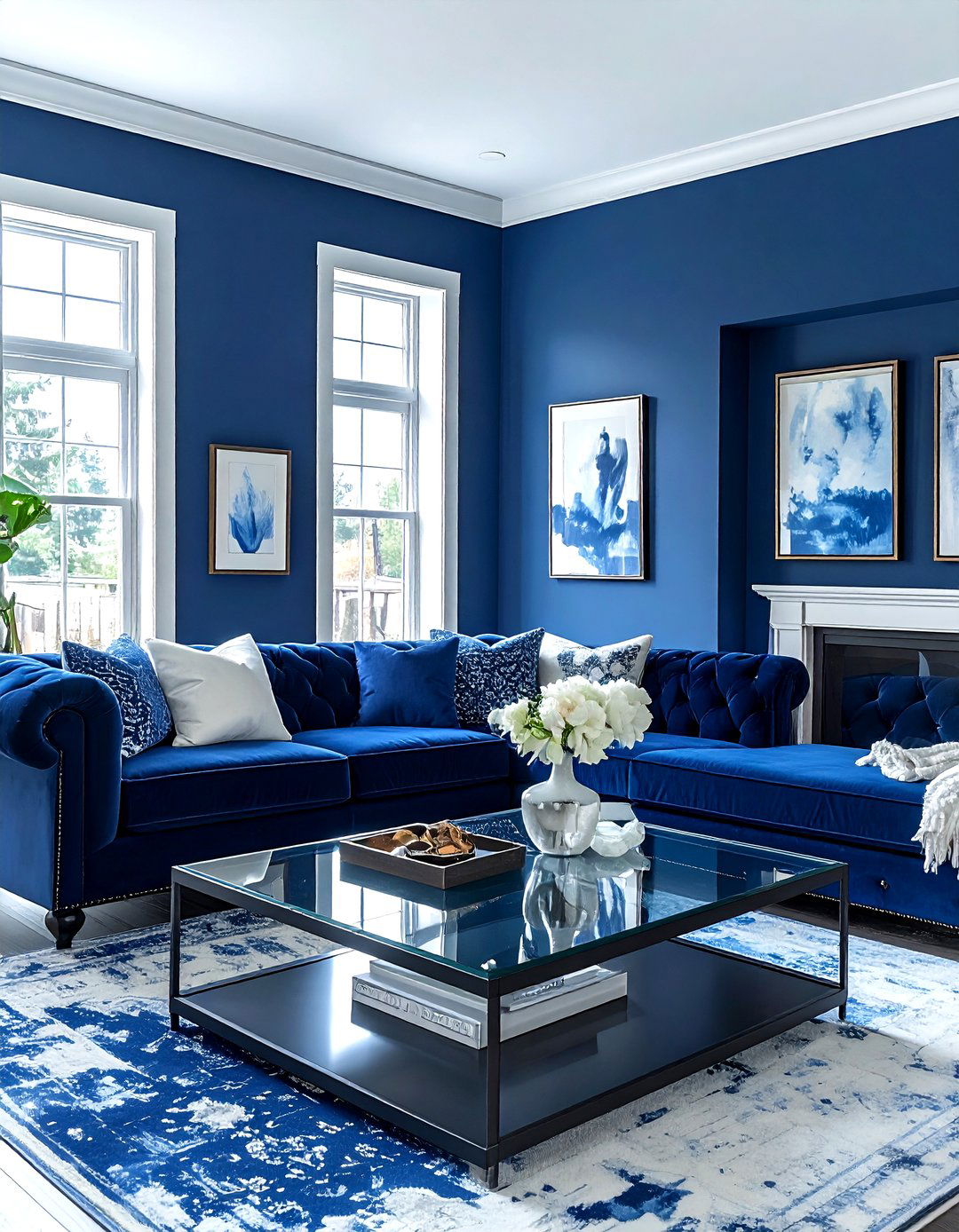 Blue Transitional Living Room - 30 blue living room design ideas