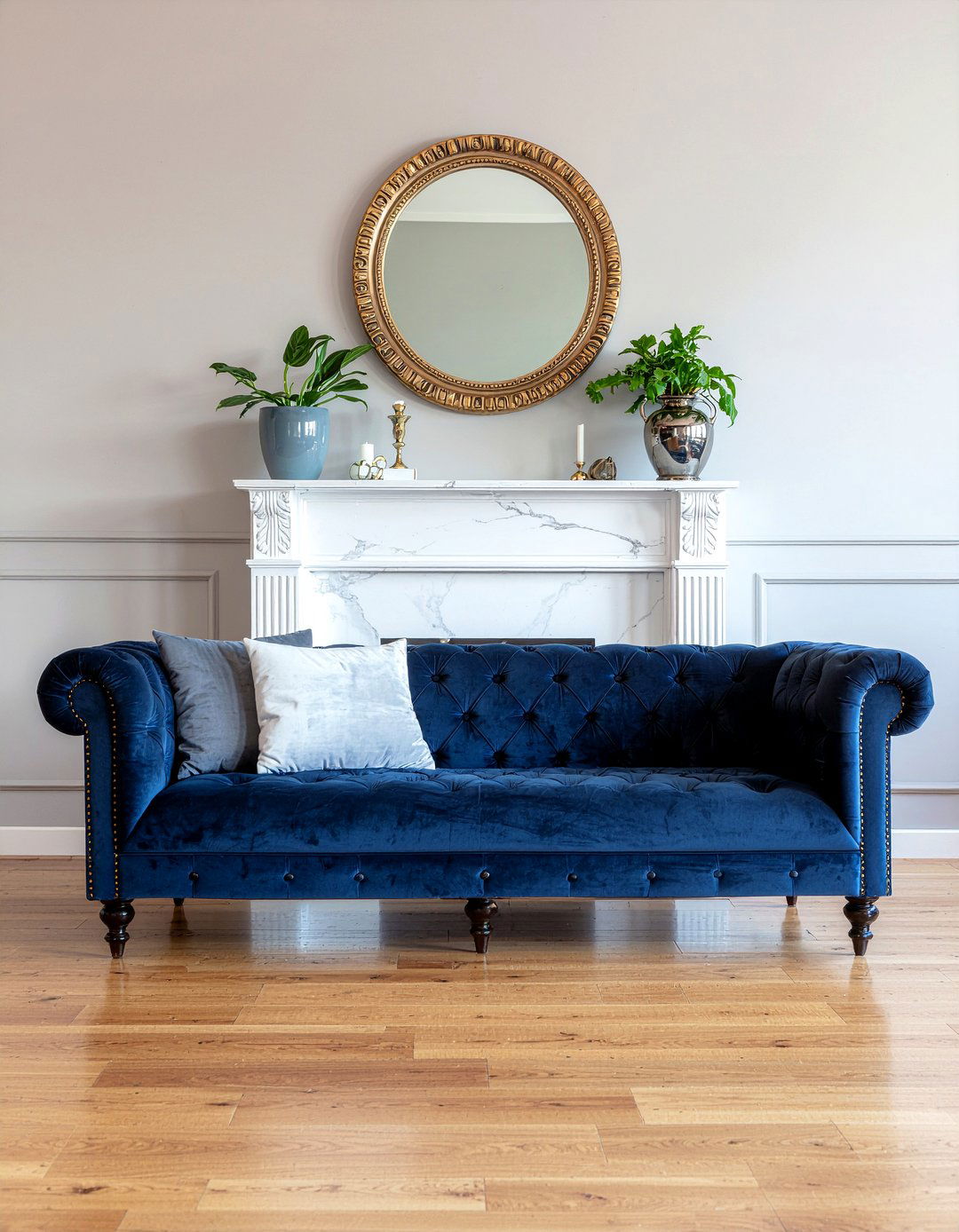 Blue Tufted Sofa - 30 living room upholstered sofa ideas