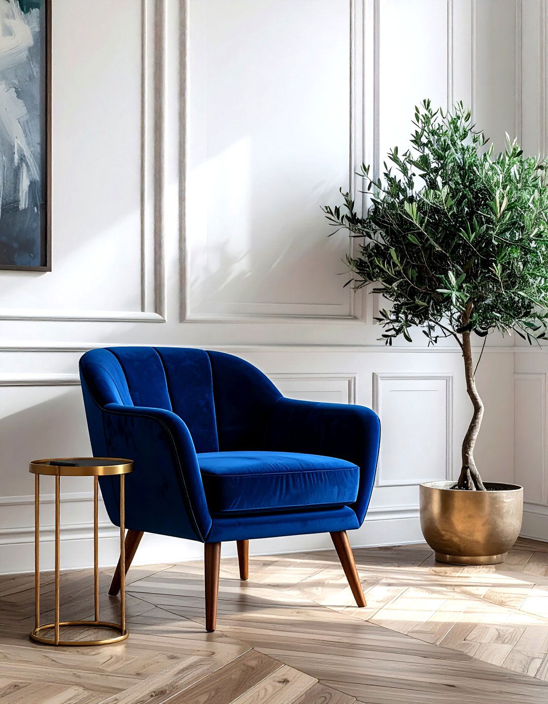 Blue Velvet Armchair Living Room - 30 living room transitional furniture ideas