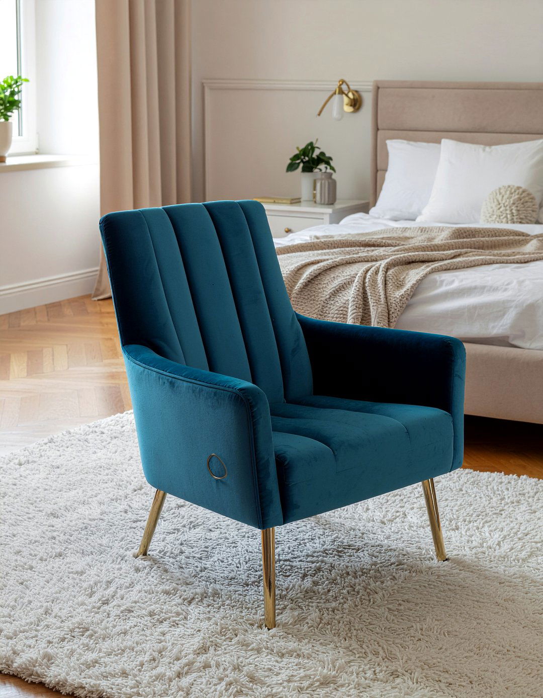 Blue Velvet Chair - 30 bedroom lounge chairs