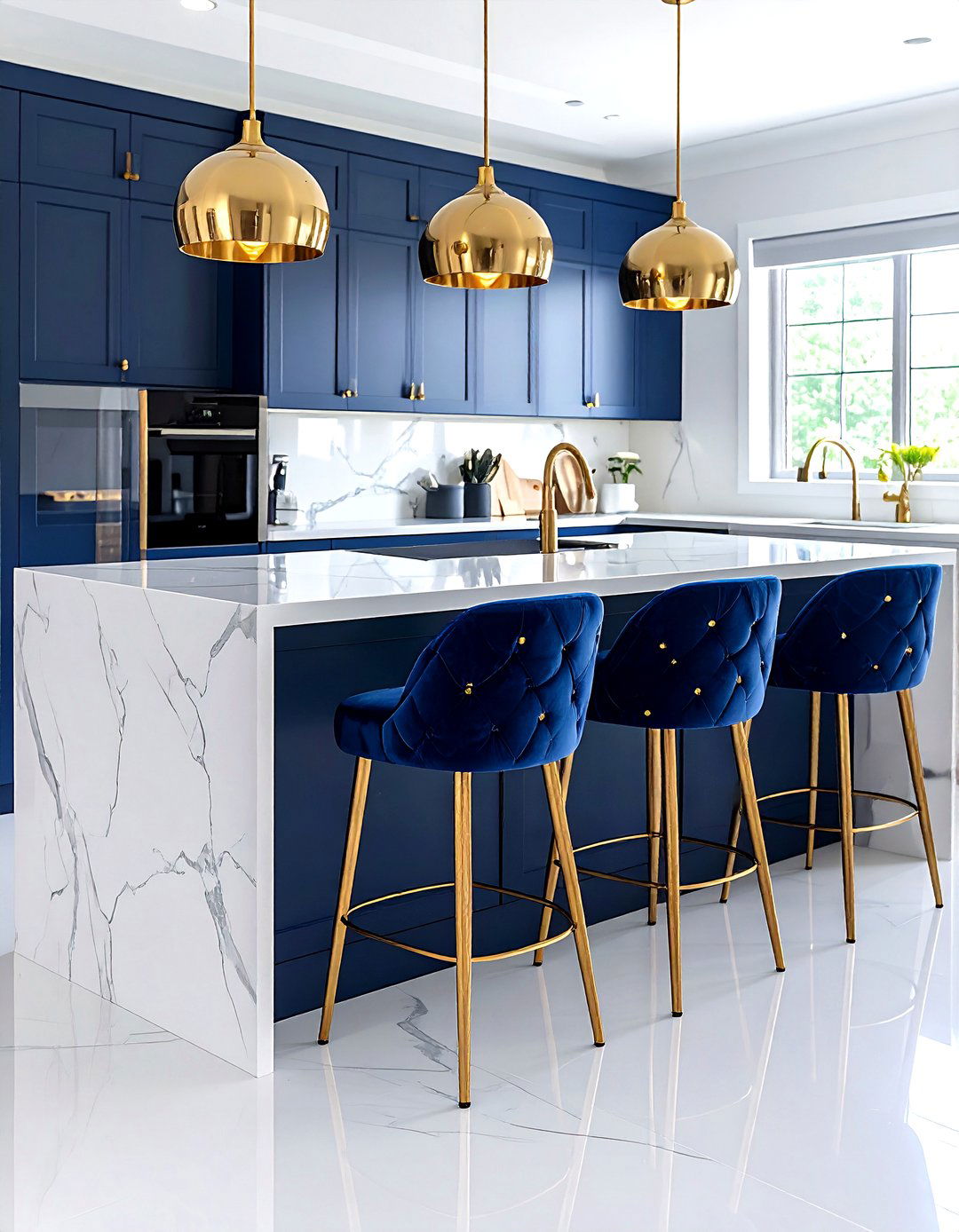 Blue Velvet Counter Stool - 30 counter stool kitchen ideas