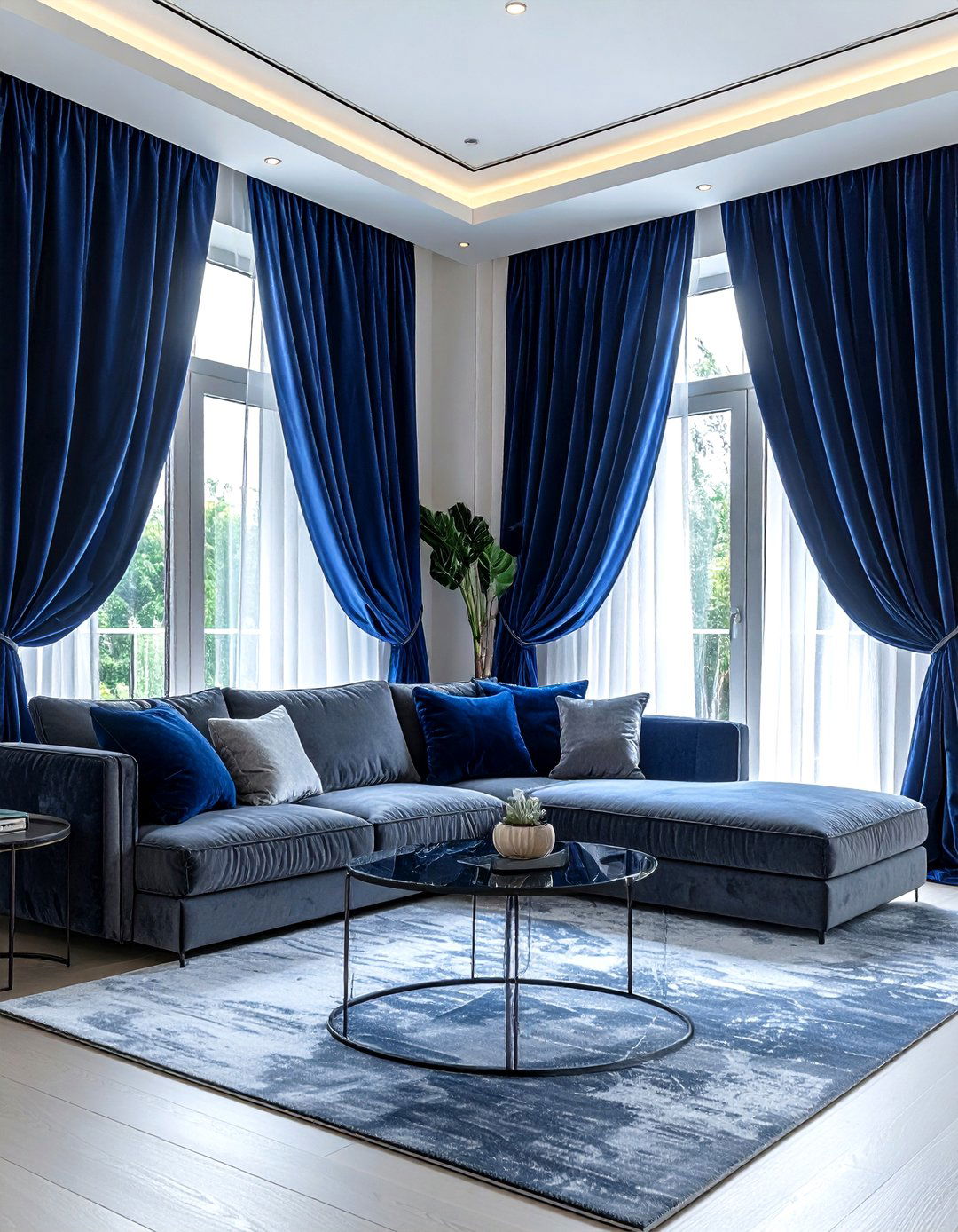 Blue Velvet Curtains - 30 blue decor ideas
