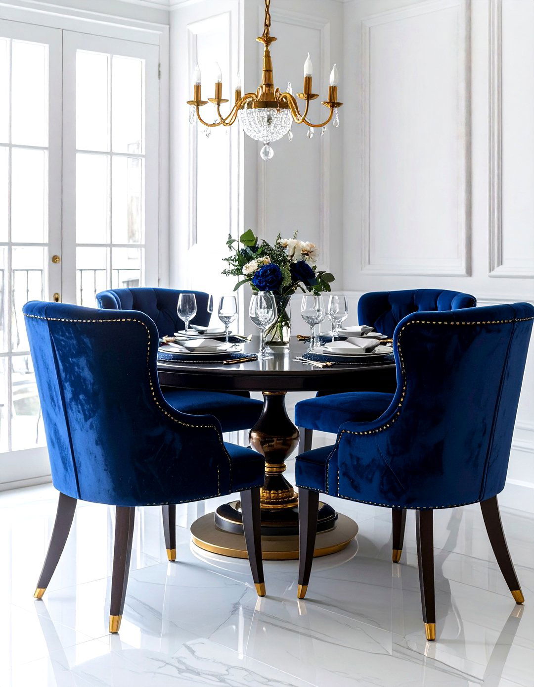 Blue Velvet Dining Chairs - 30 wingback dining chair ideas