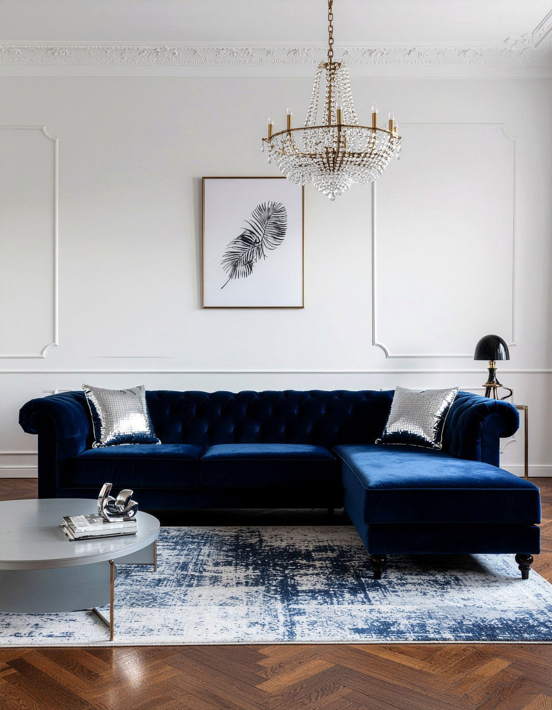 Blue Velvet Modular Sectional - 30 living room modular seating ideas