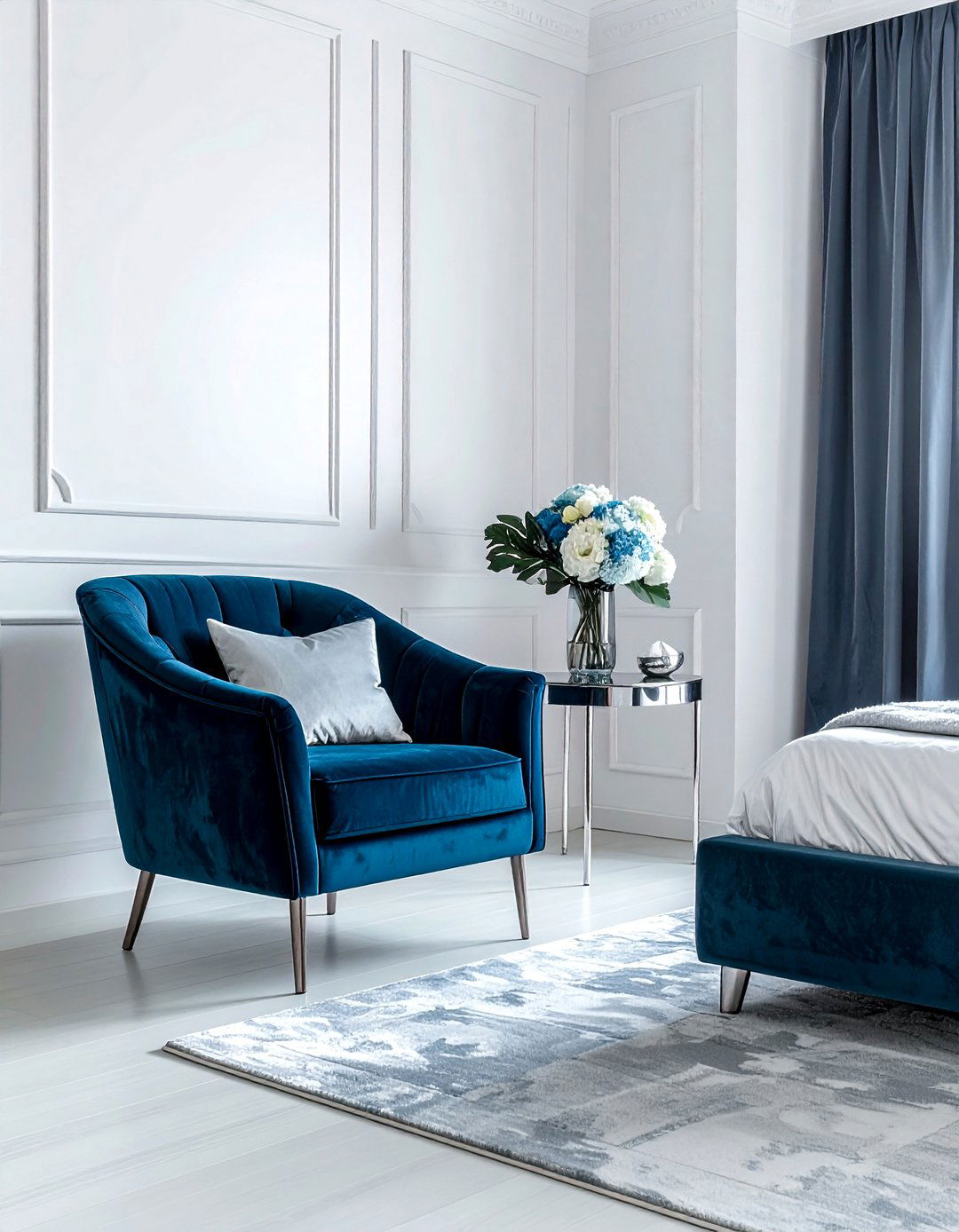 Blue Velvet Upholstery - 30 mermaid bedroom ideas