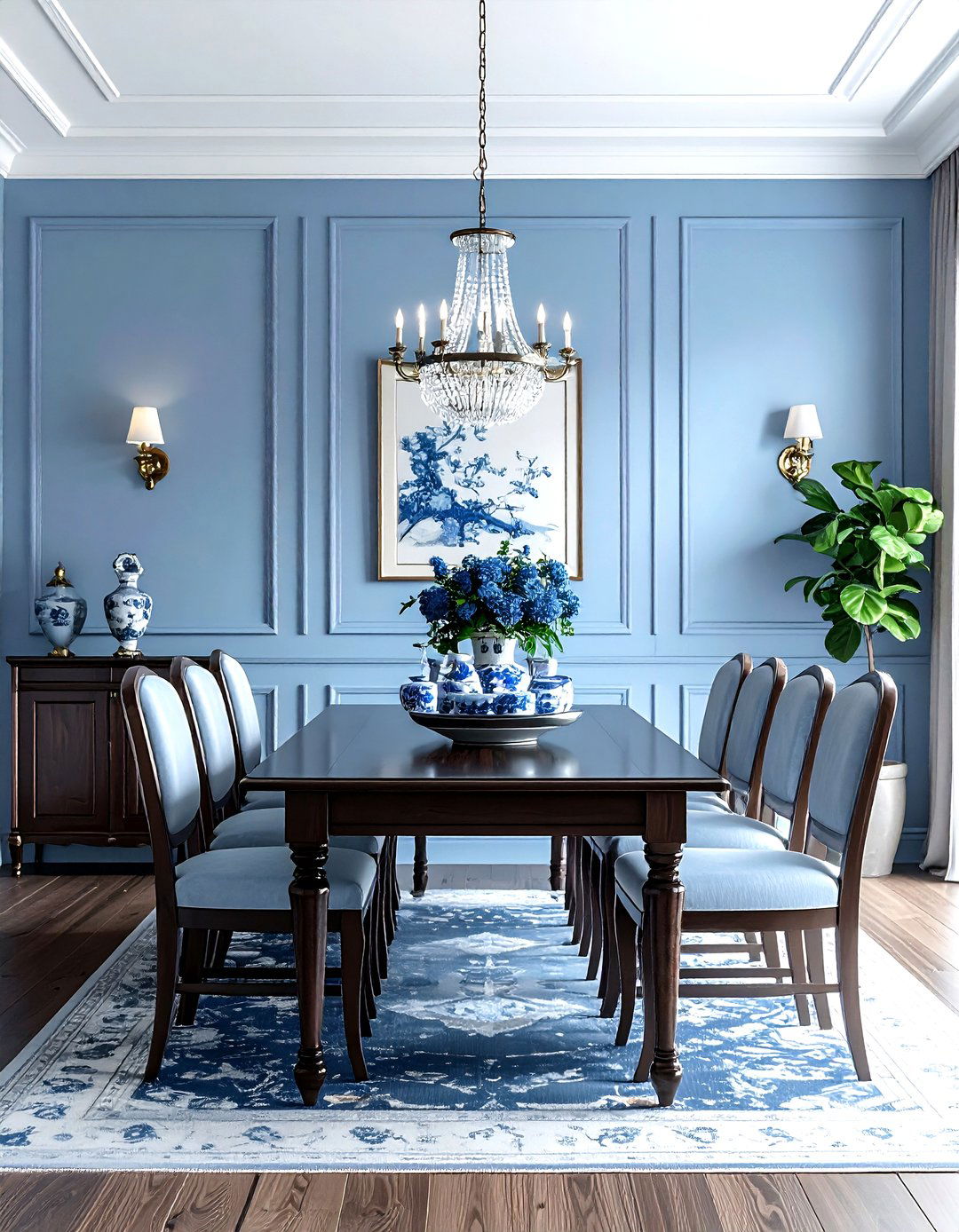 Blue Wainscoting Dining Room - 30 light blue dining room ideas