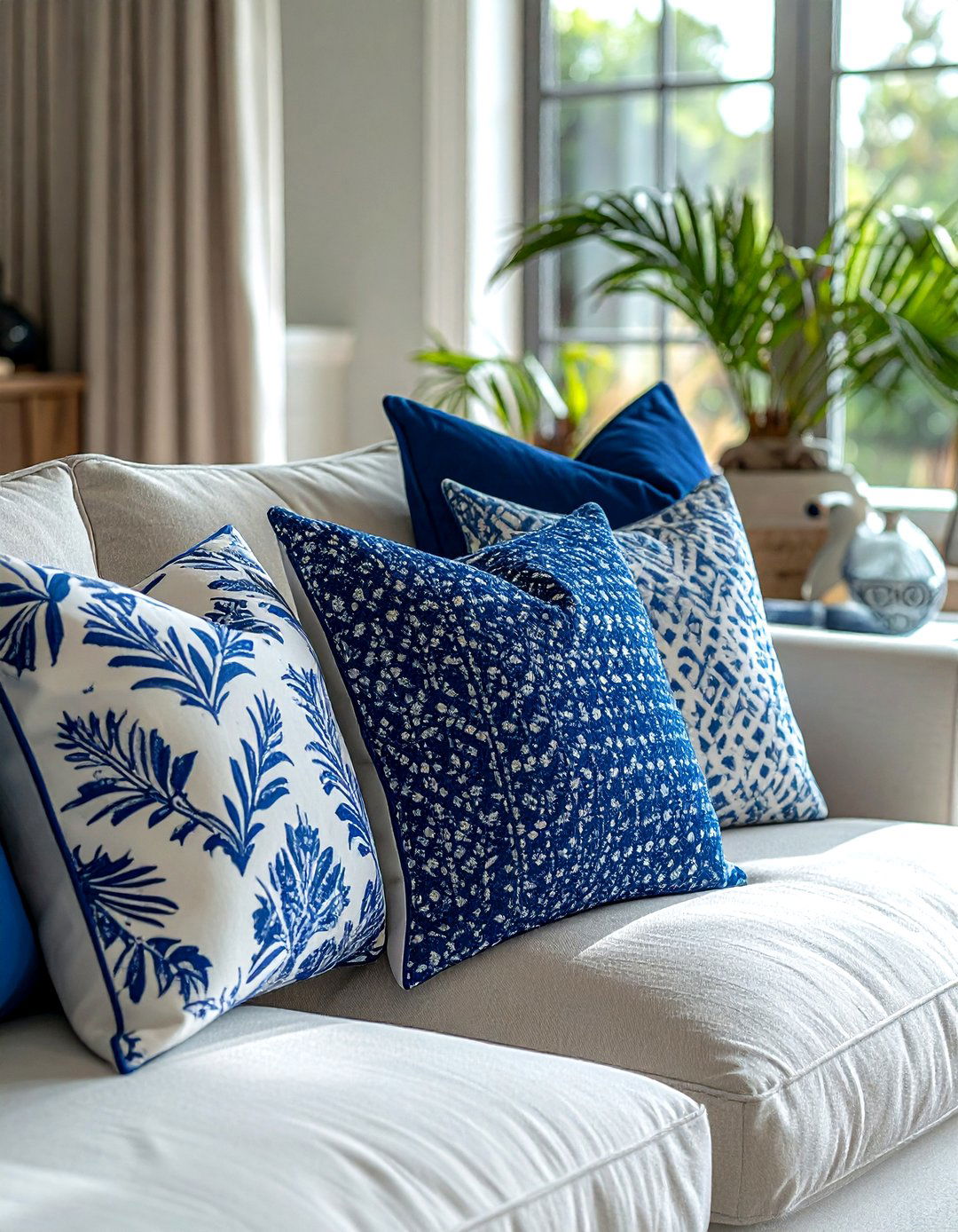 Blue White Pillow - 30 pillow arrangement ideas