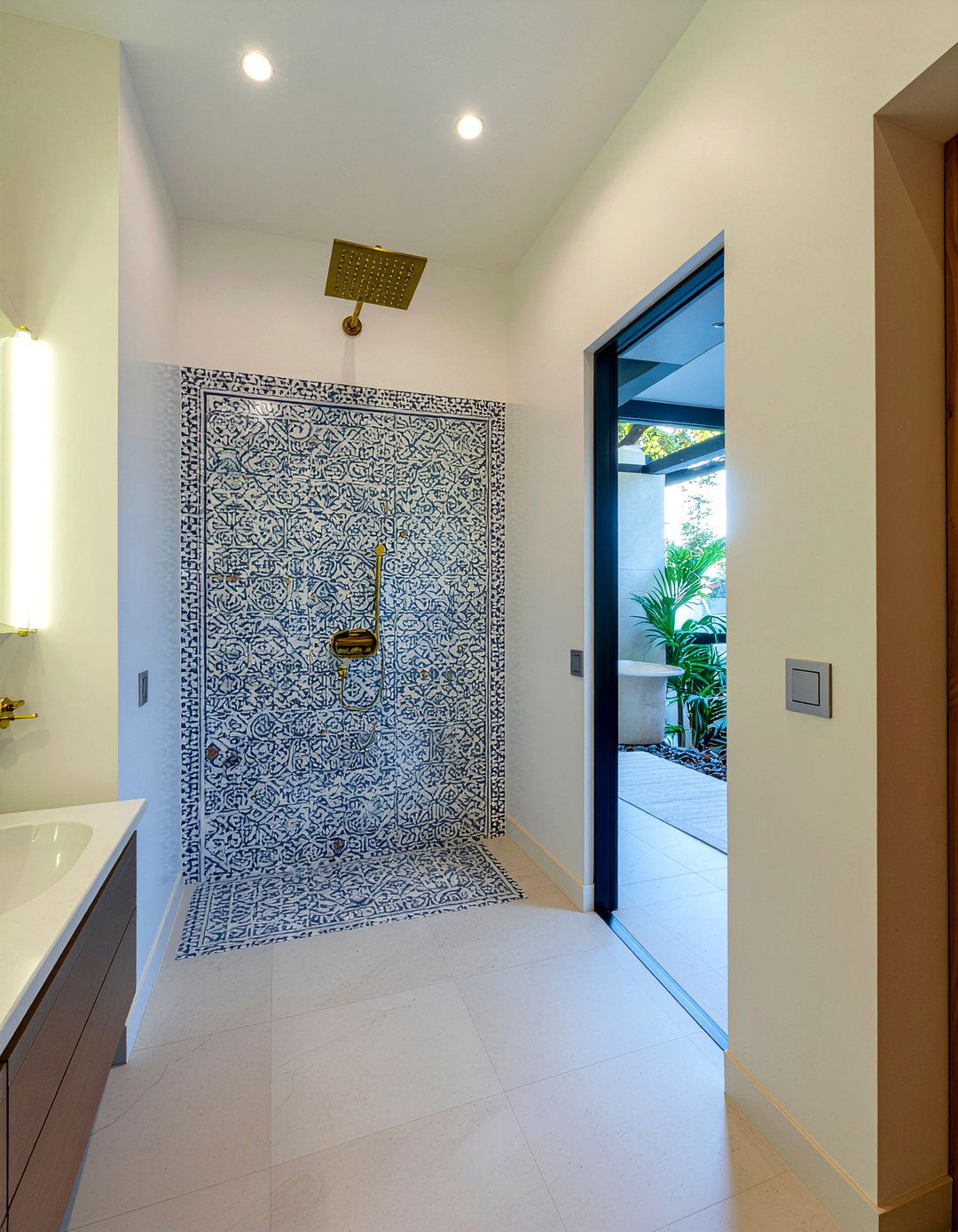 Blue Zellige Shower - 30 Moroccan tile bathroom ideas