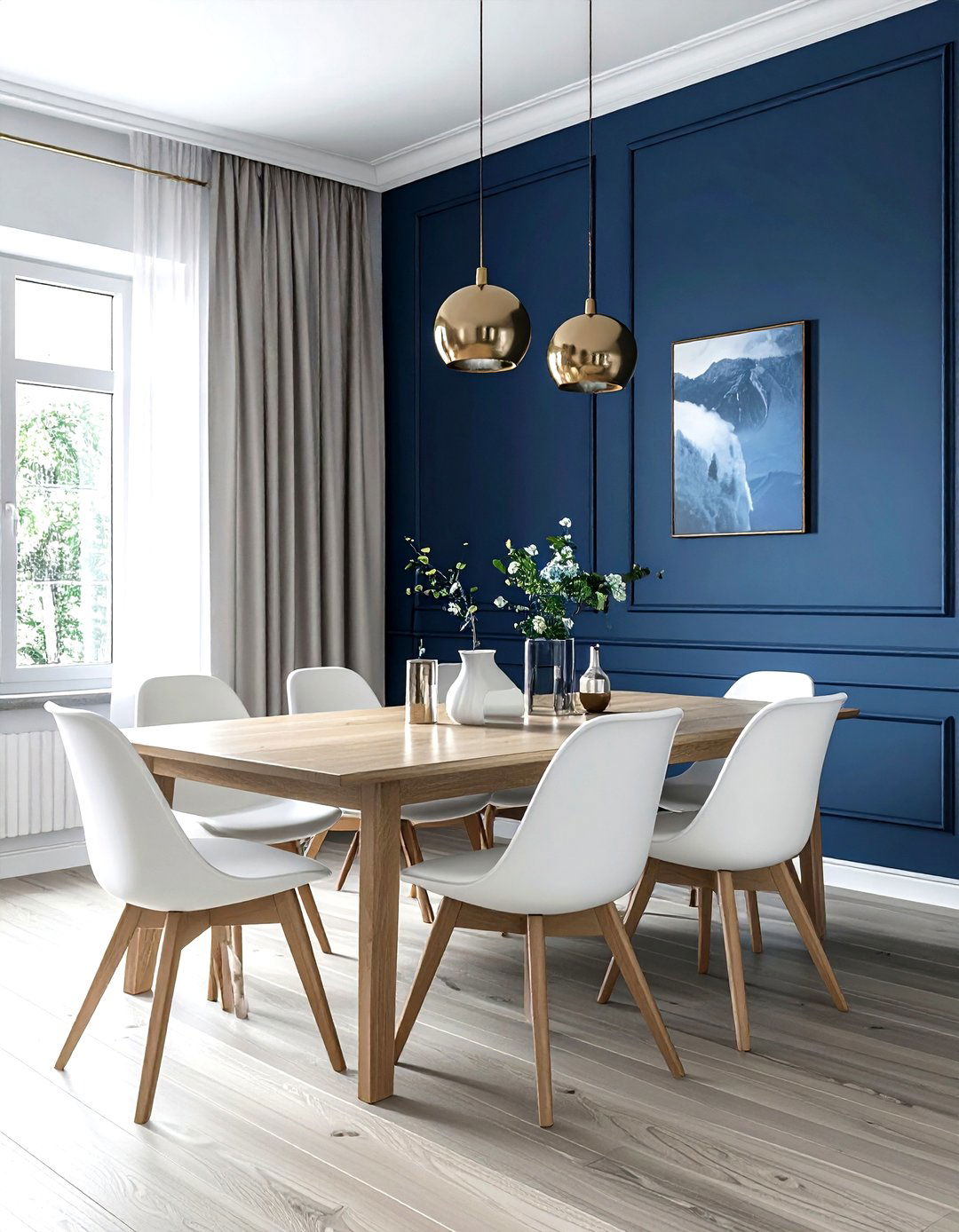 Blue accent wall dining - 30 Finnish dining room ideas