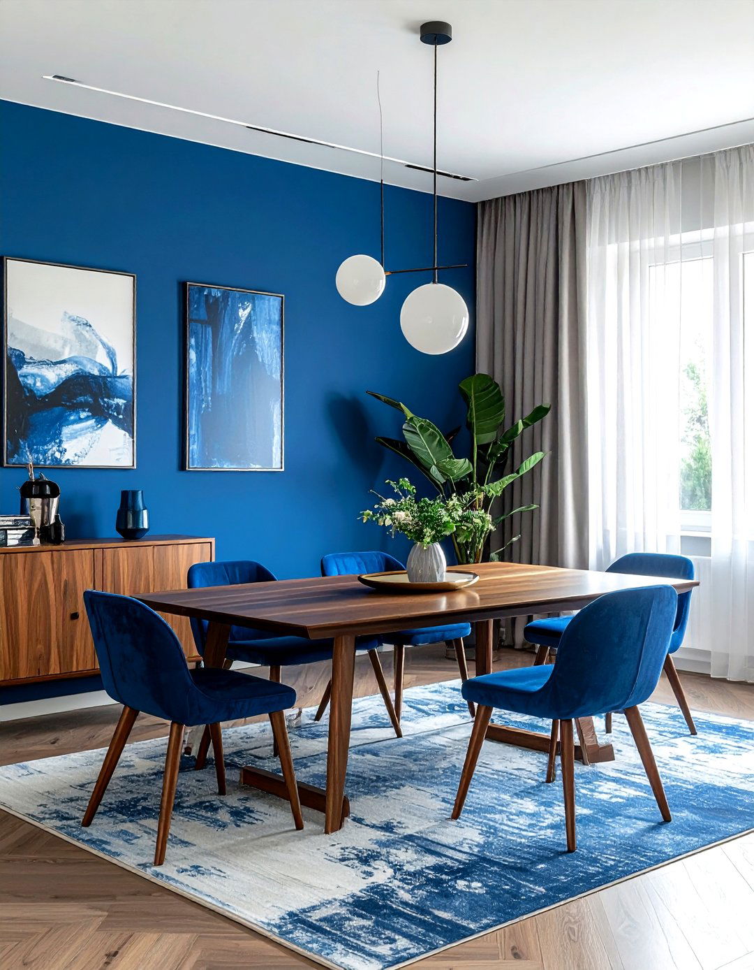 Blue accent wall dining room - 30 blue dining room ideas