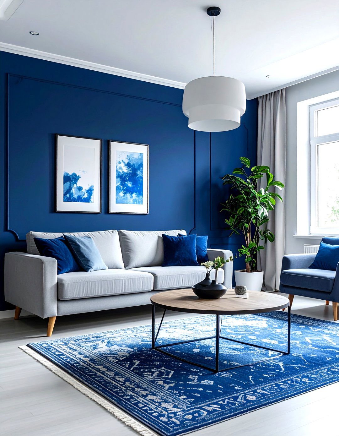 Blue accent wall living room - 30 cool blue living room ideas