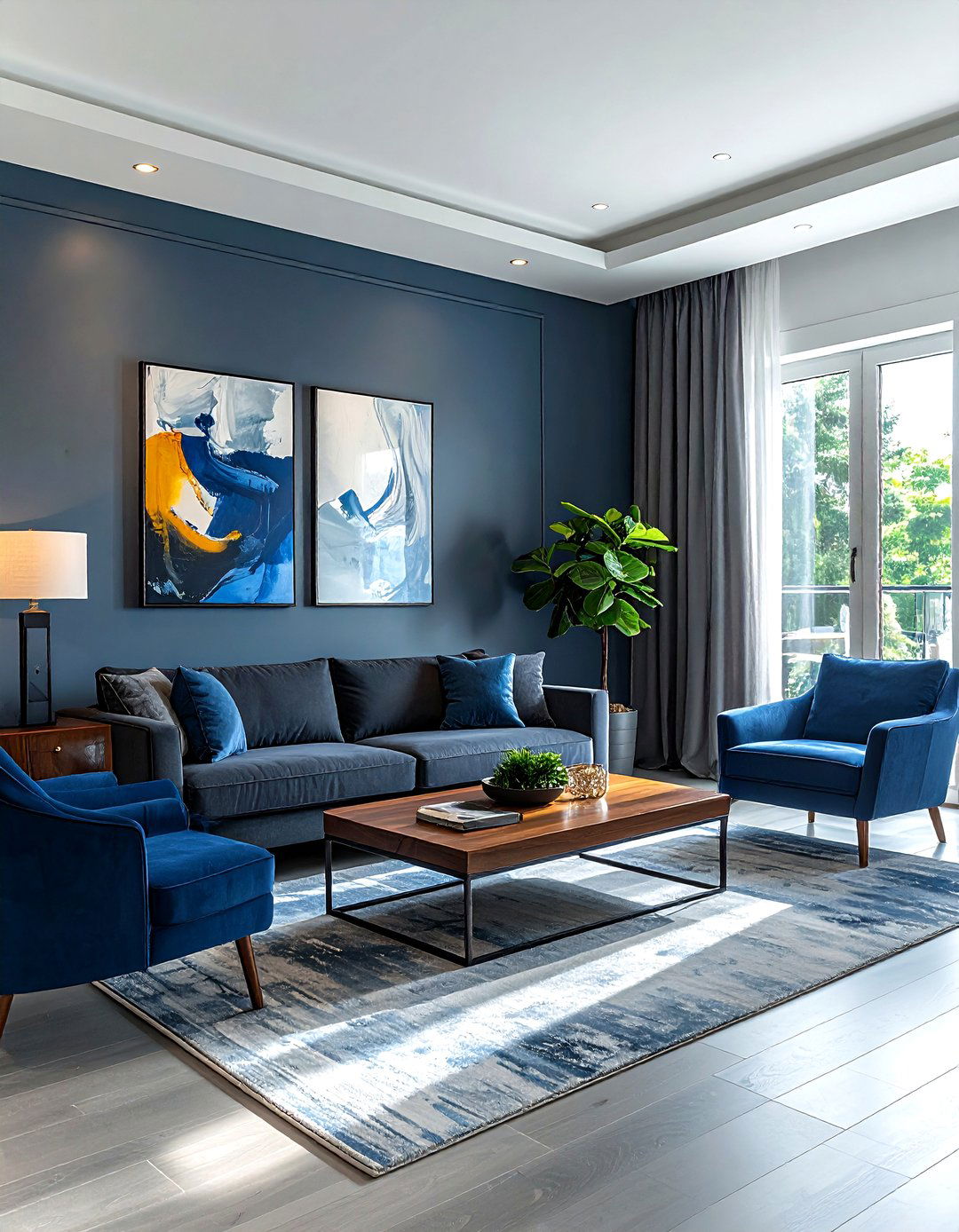 Blue and Grey Living Room - 30 blue living room design ideas