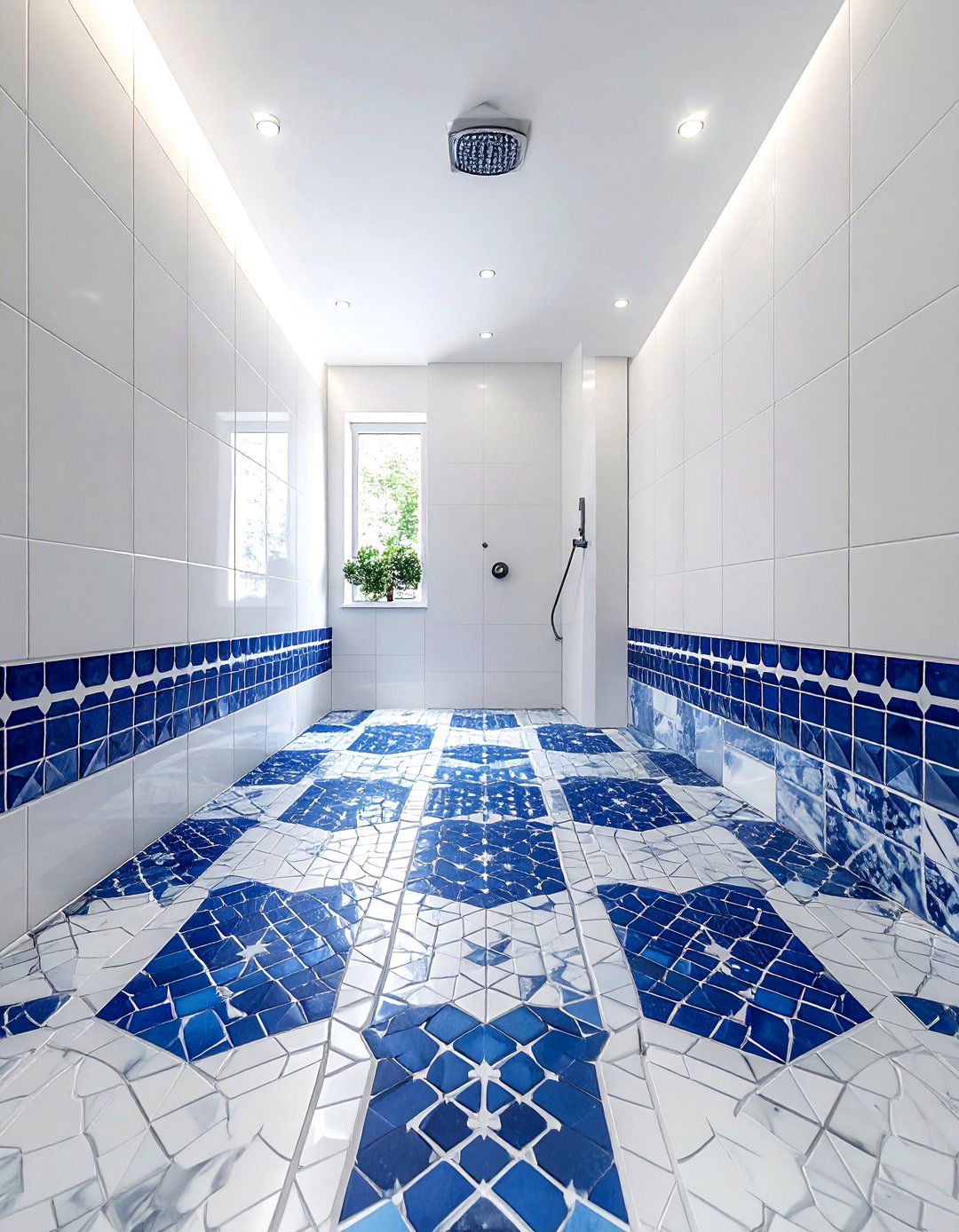 Blue and White Mosaic - 30 nautical bathroom ideas