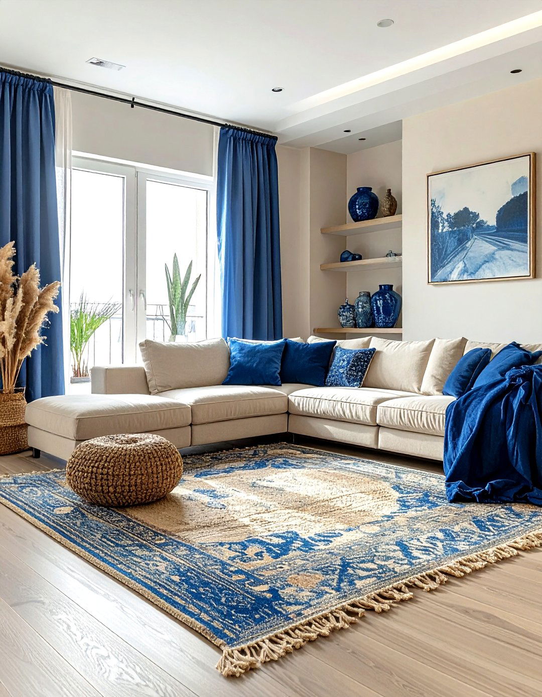 Blue and beige living room - 30 contemporary blue living room ideas