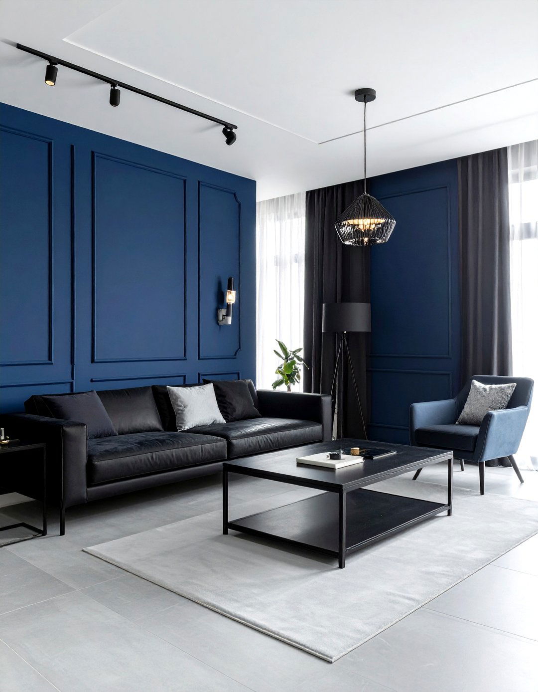 Blue and black living room - 30 blue living room ideas