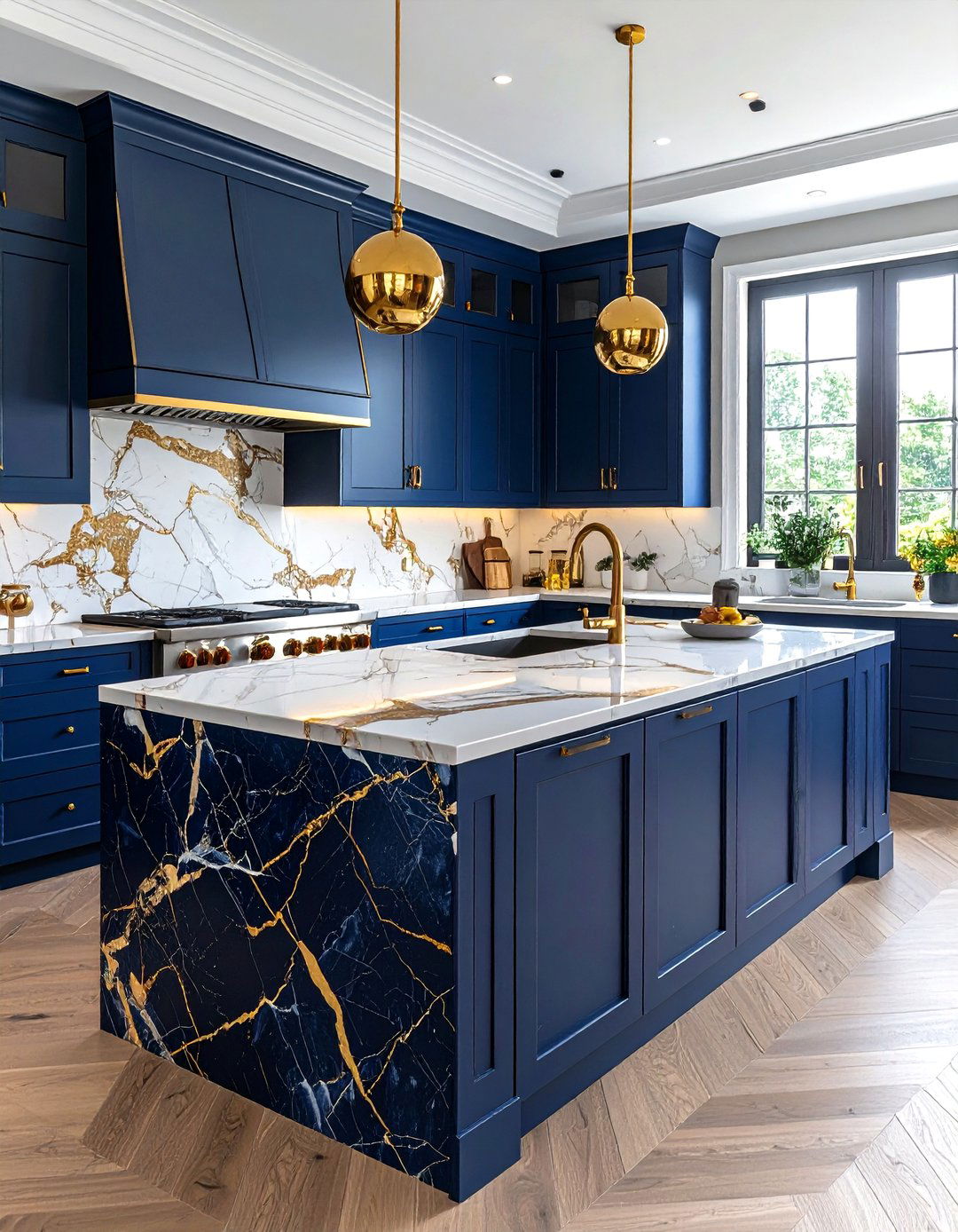 Blue and gold kitchen - 30 cool blue kitchen ideas
