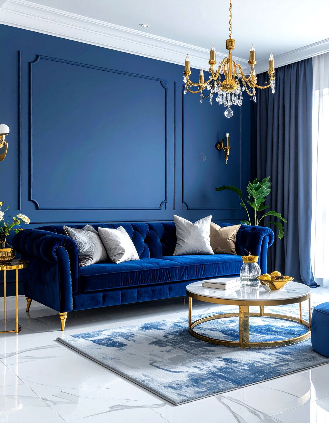 Blue and gold living room - 30 contemporary blue living room ideas