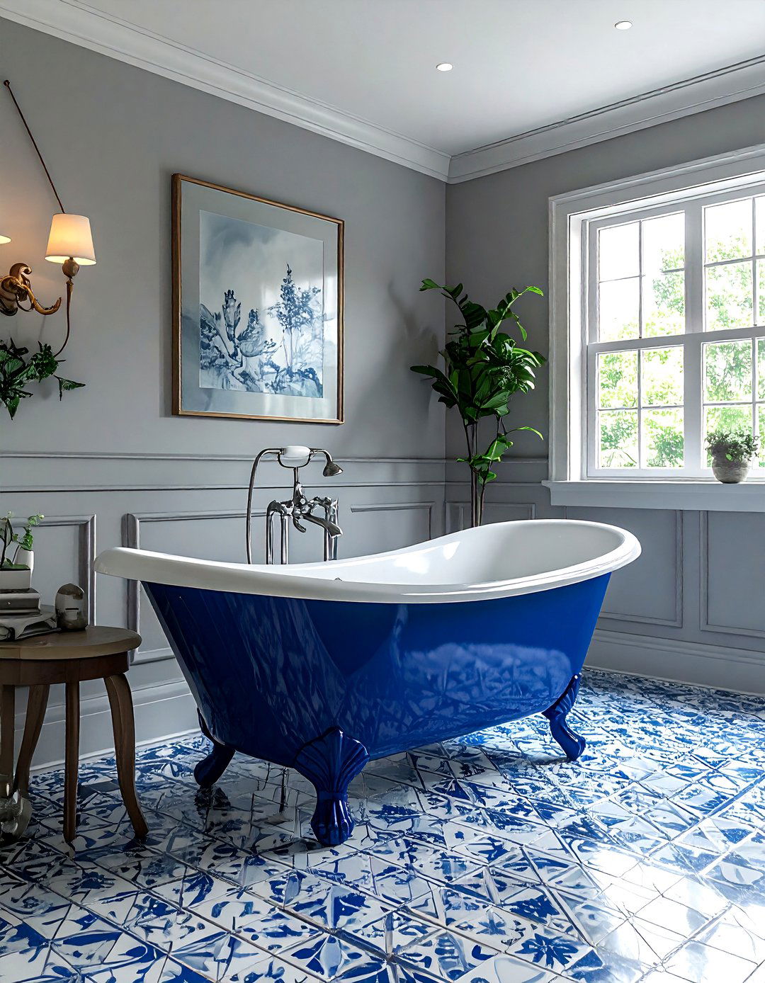 Blue and gray clawfoot tub bathroom - 30 blue and gray bathroom ideas