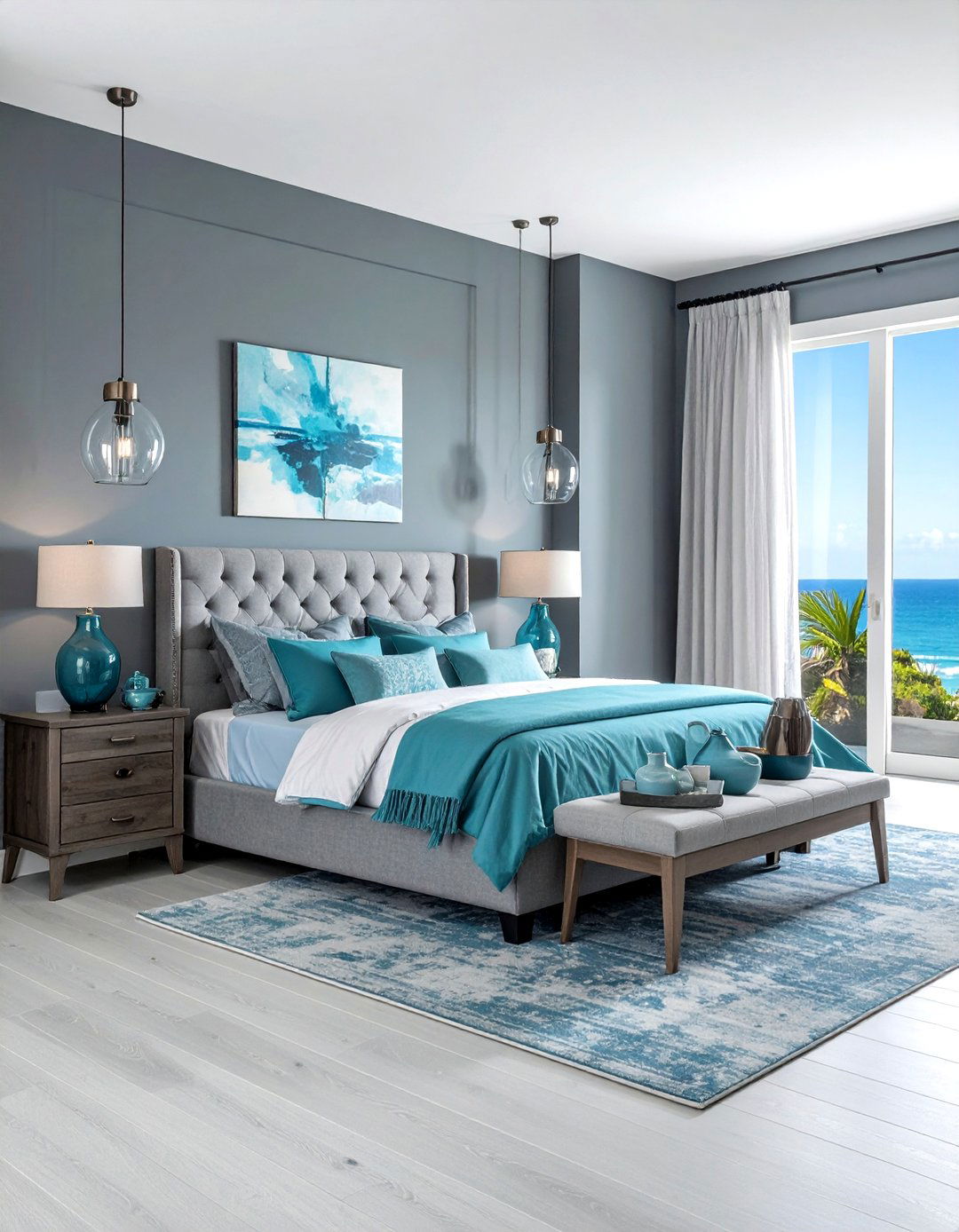 Blue and gray coastal bedroom - 30 coastal gray bedroom ideas