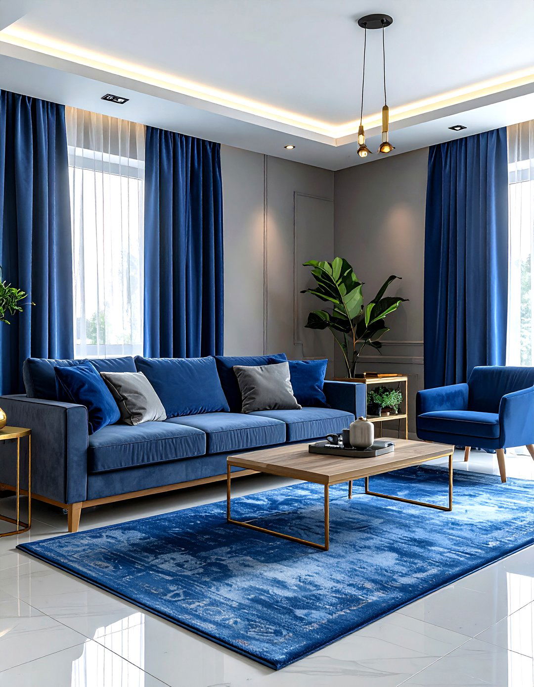 Blue and gray living room - 30 modern blue living room ideas