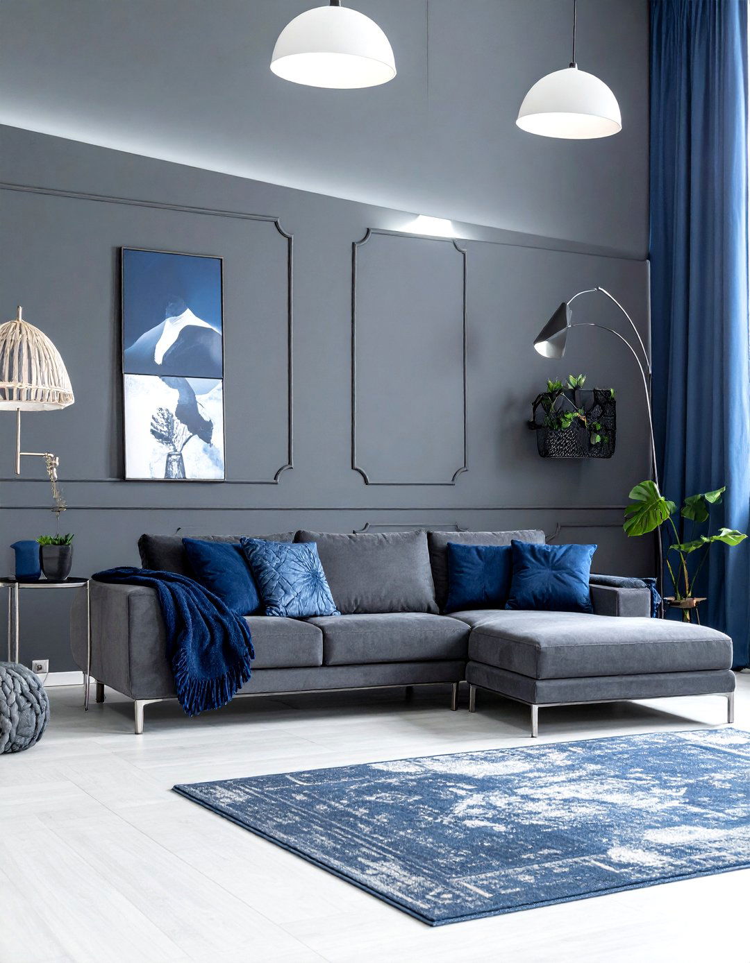 Blue and gray living room - 30 blue living room ideas
