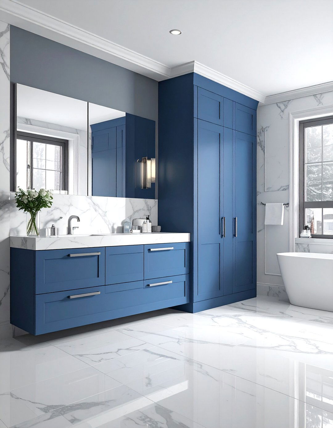 Blue and gray marble bathroom - 30 blue and gray bathroom ideas