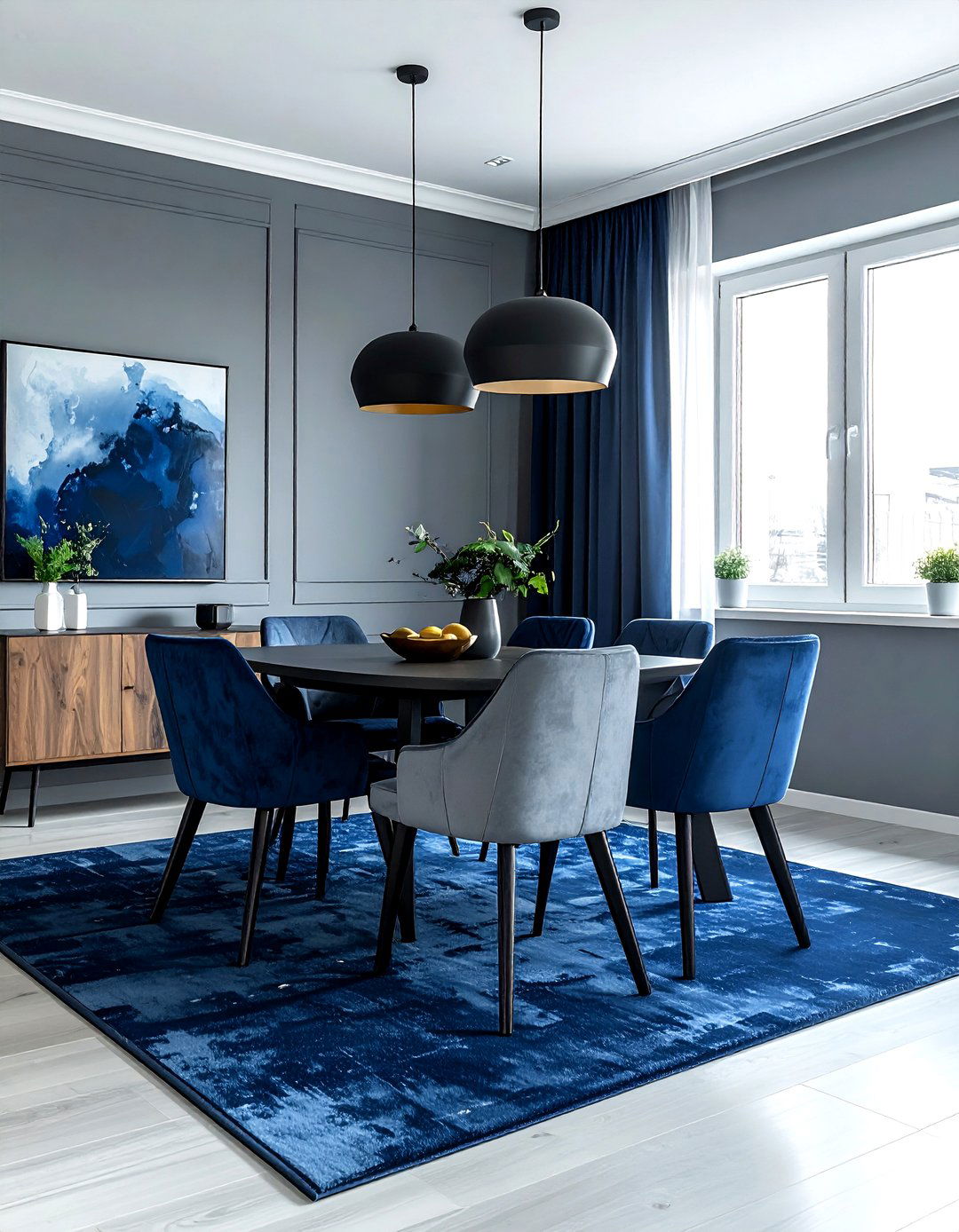 Blue and grey dining room - 30 blue dining room ideas