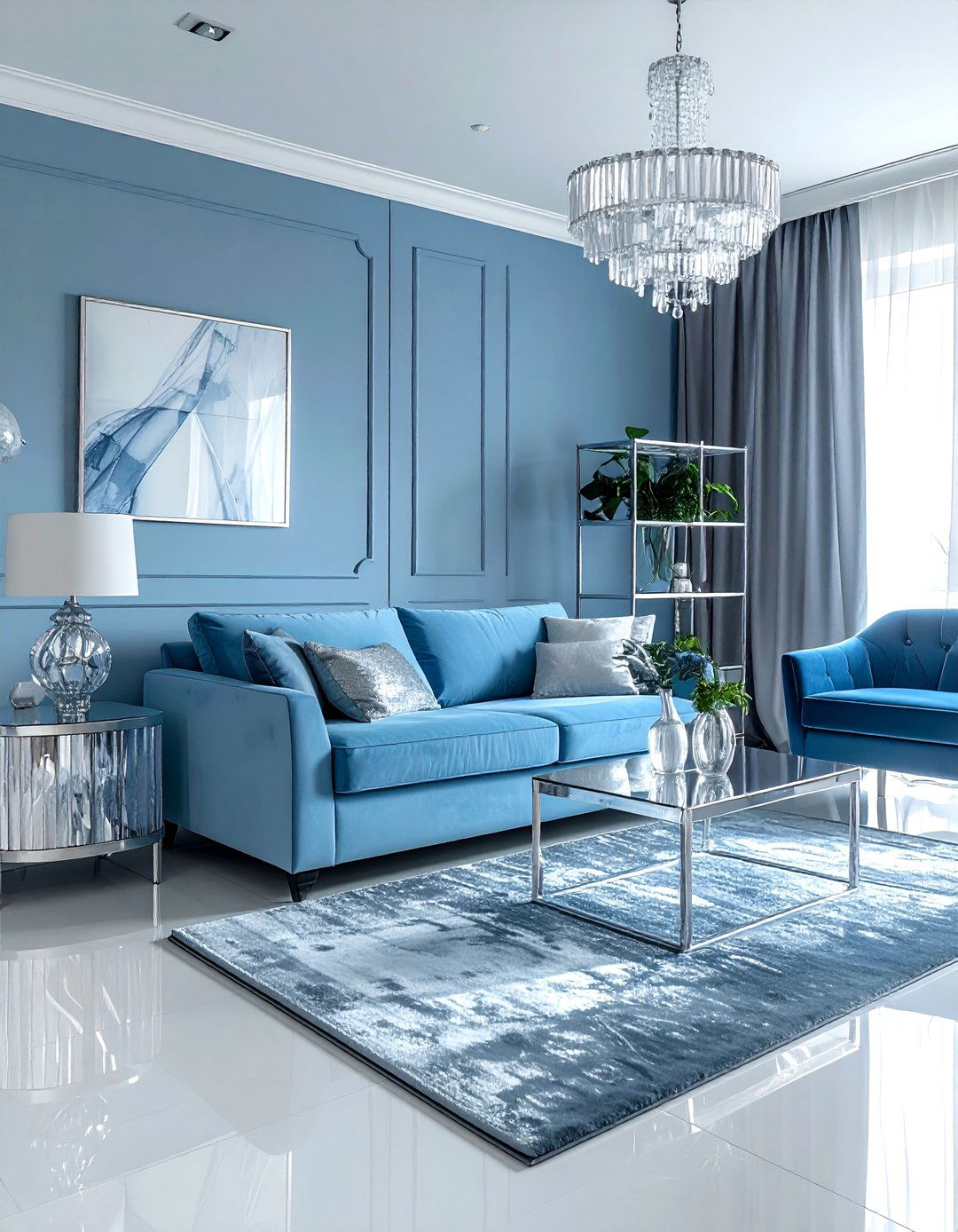 Blue and silver living room - 30 contemporary blue living room ideas
