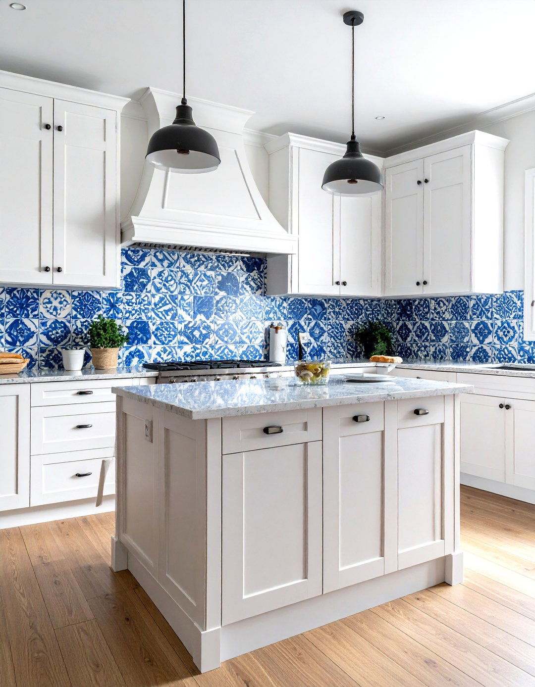 Blue and white Spanish tile - 30 Spanish tile kitchen backsplash ideas
