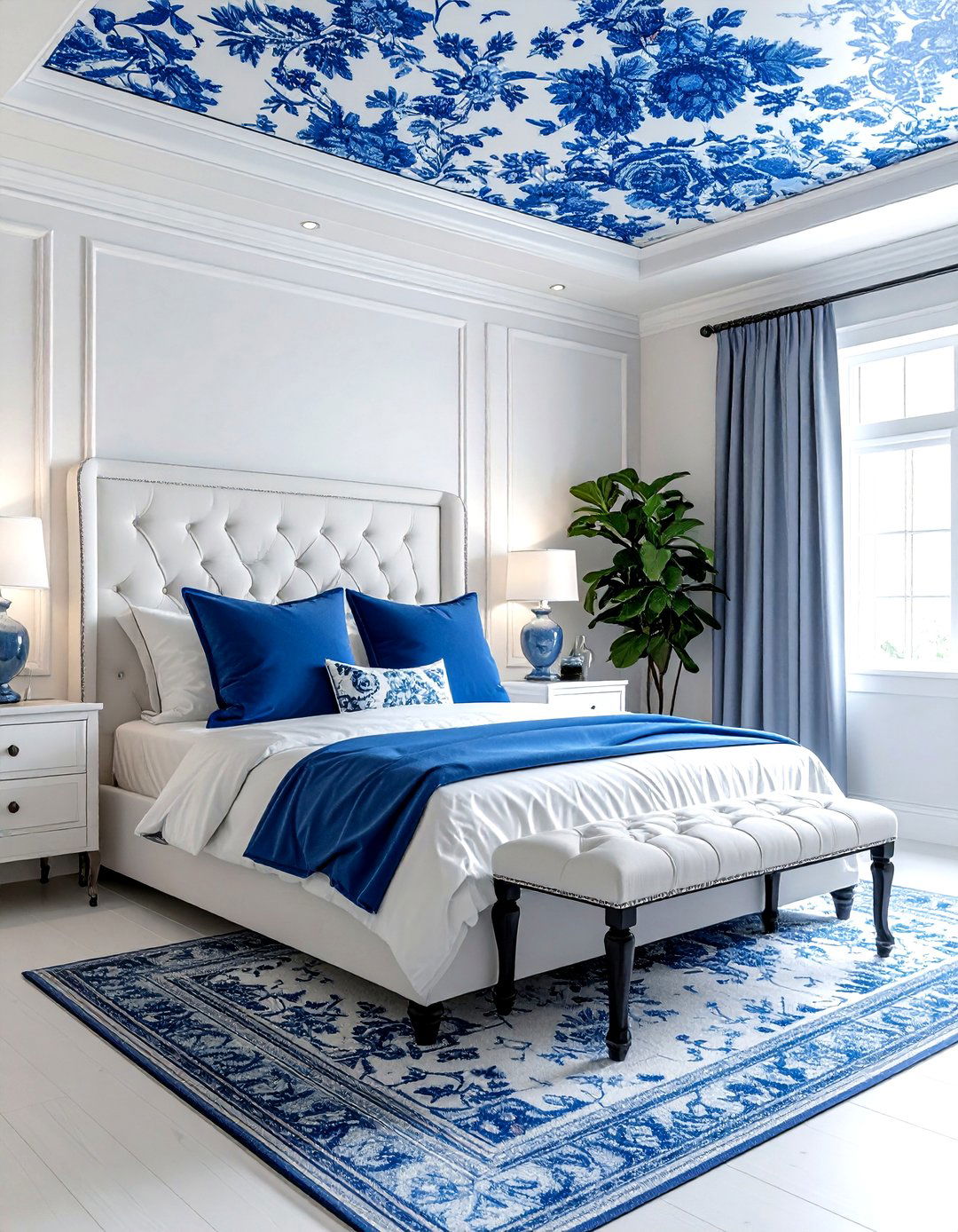 Blue and white ceiling wallpaper - 30 ceiling wallpaper ideas