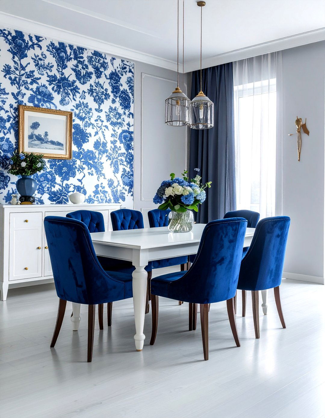 Blue and white chinoiserie wallpaper - 30 chinoiserie wallpaper dining room ideas