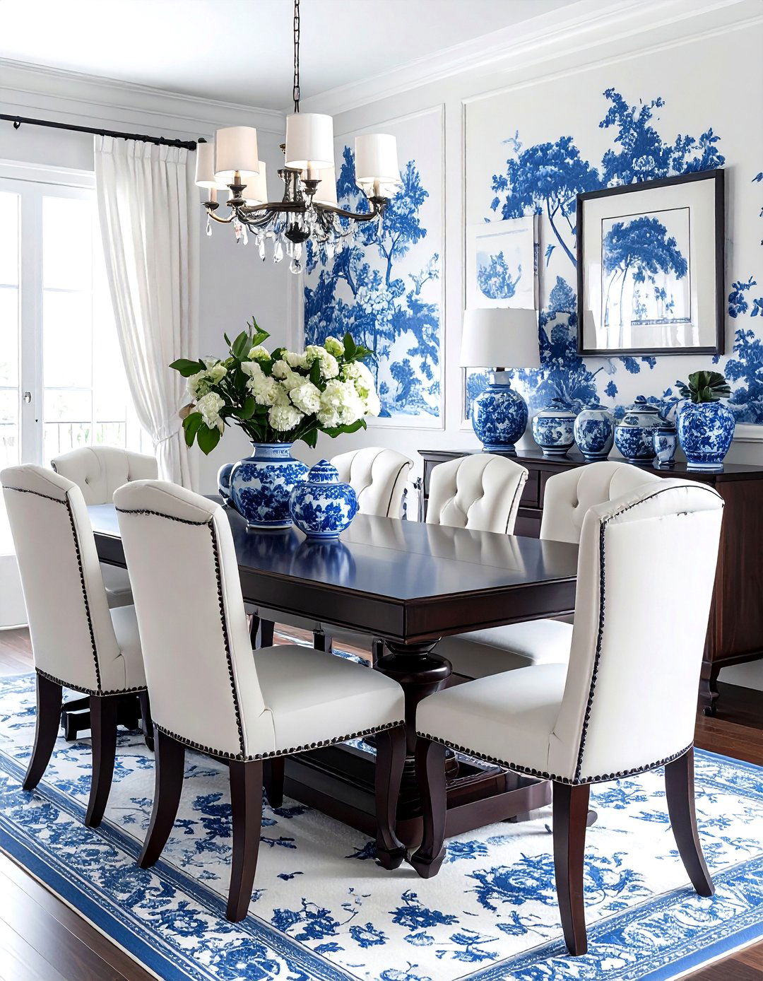 Blue and white dining room - 30 new traditional dining room ideas