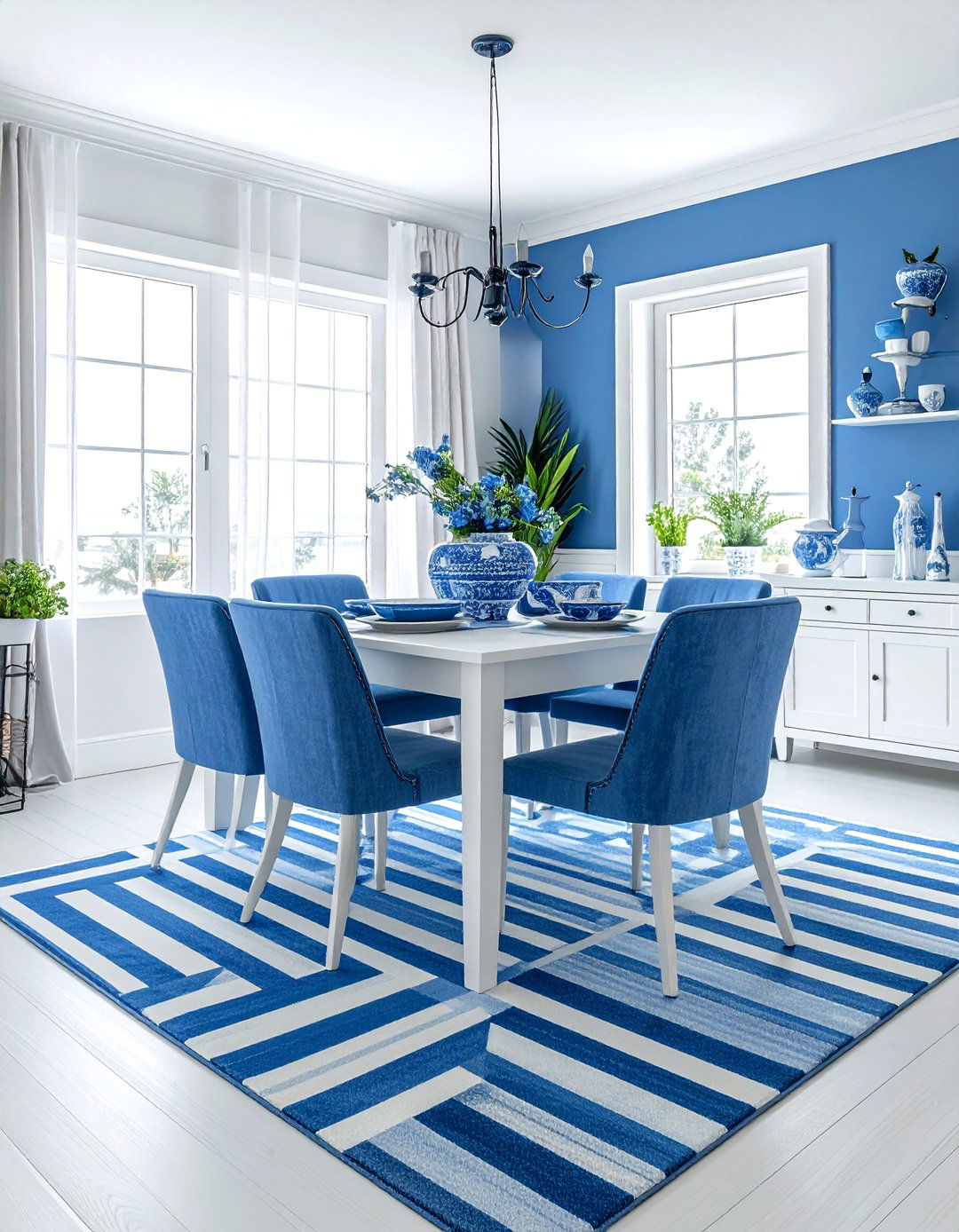 Blue and white dining room - 30 blue dining room ideas