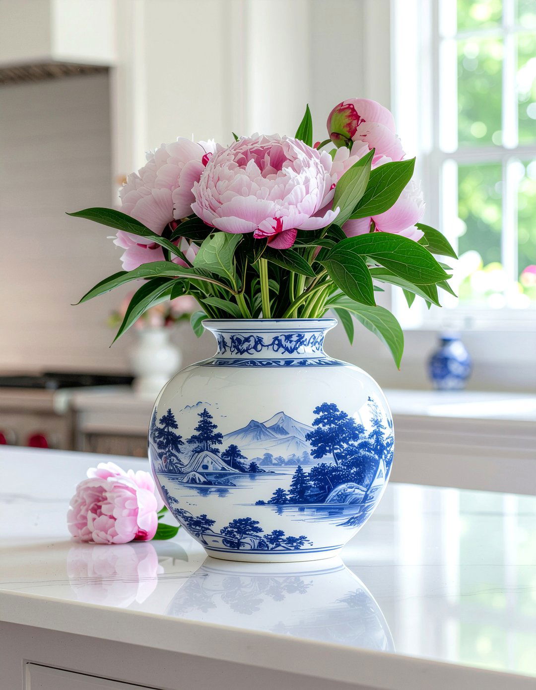 Blue and white ginger jar - 30 estate sale decor ideas