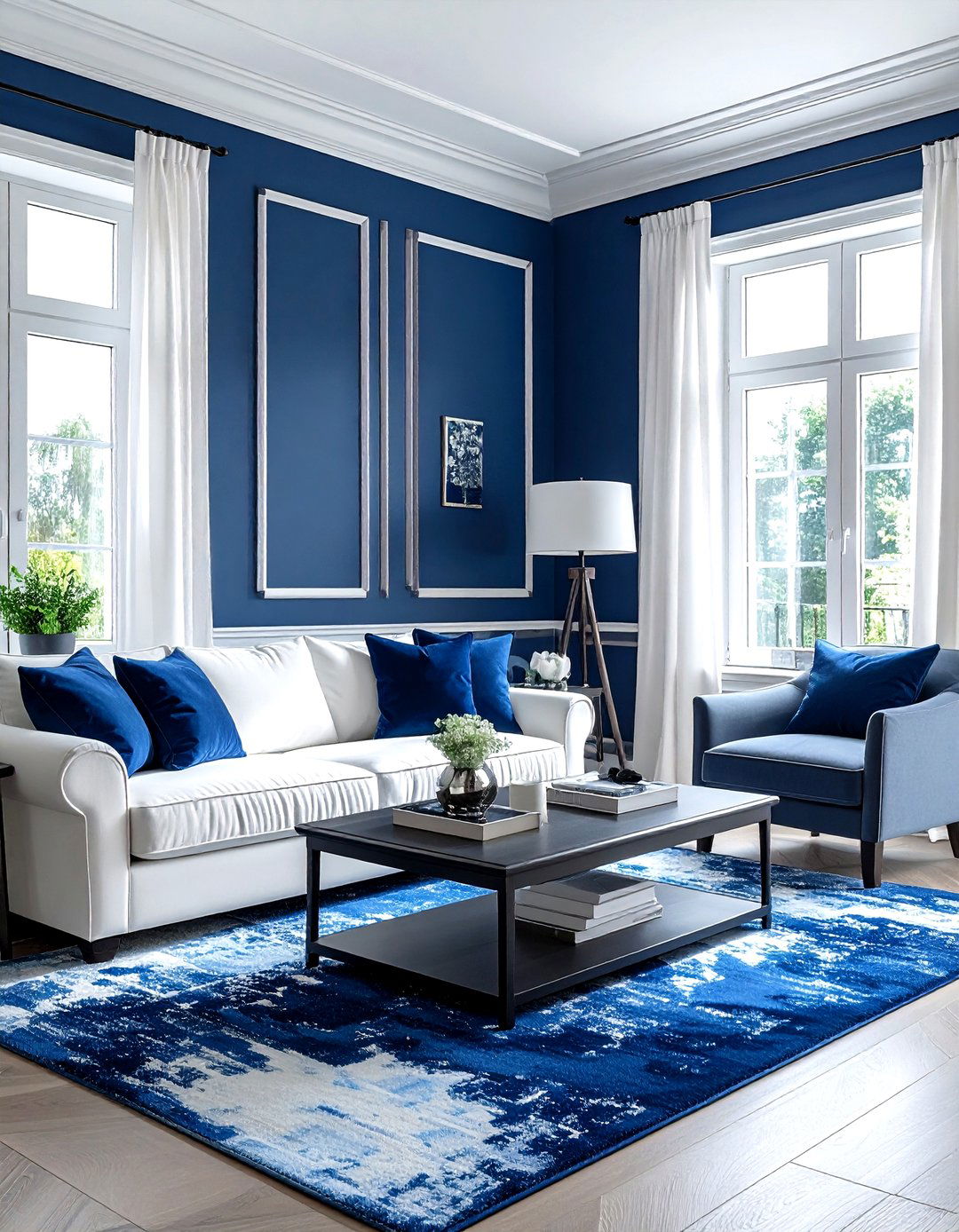 Blue and white living room - 30 modern blue living room ideas