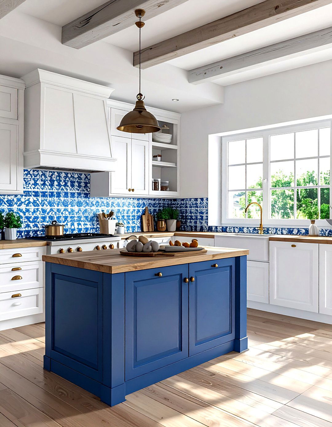 Blue and white tile backsplash - 30 Mediterranean home decor ideas