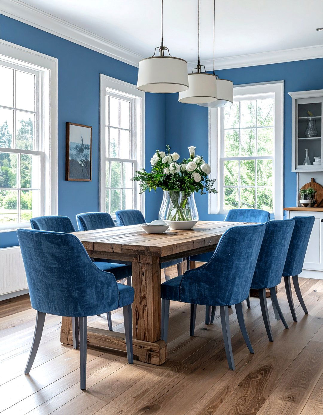 Blue and wood dining room - 30 blue dining room ideas