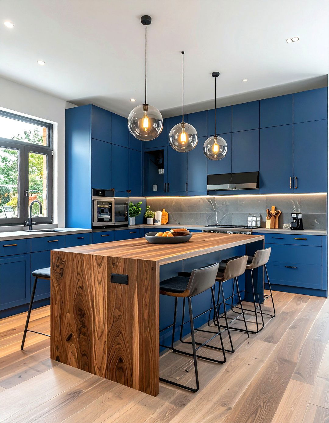 Blue and wood kitchen - 30 cool blue kitchen ideas