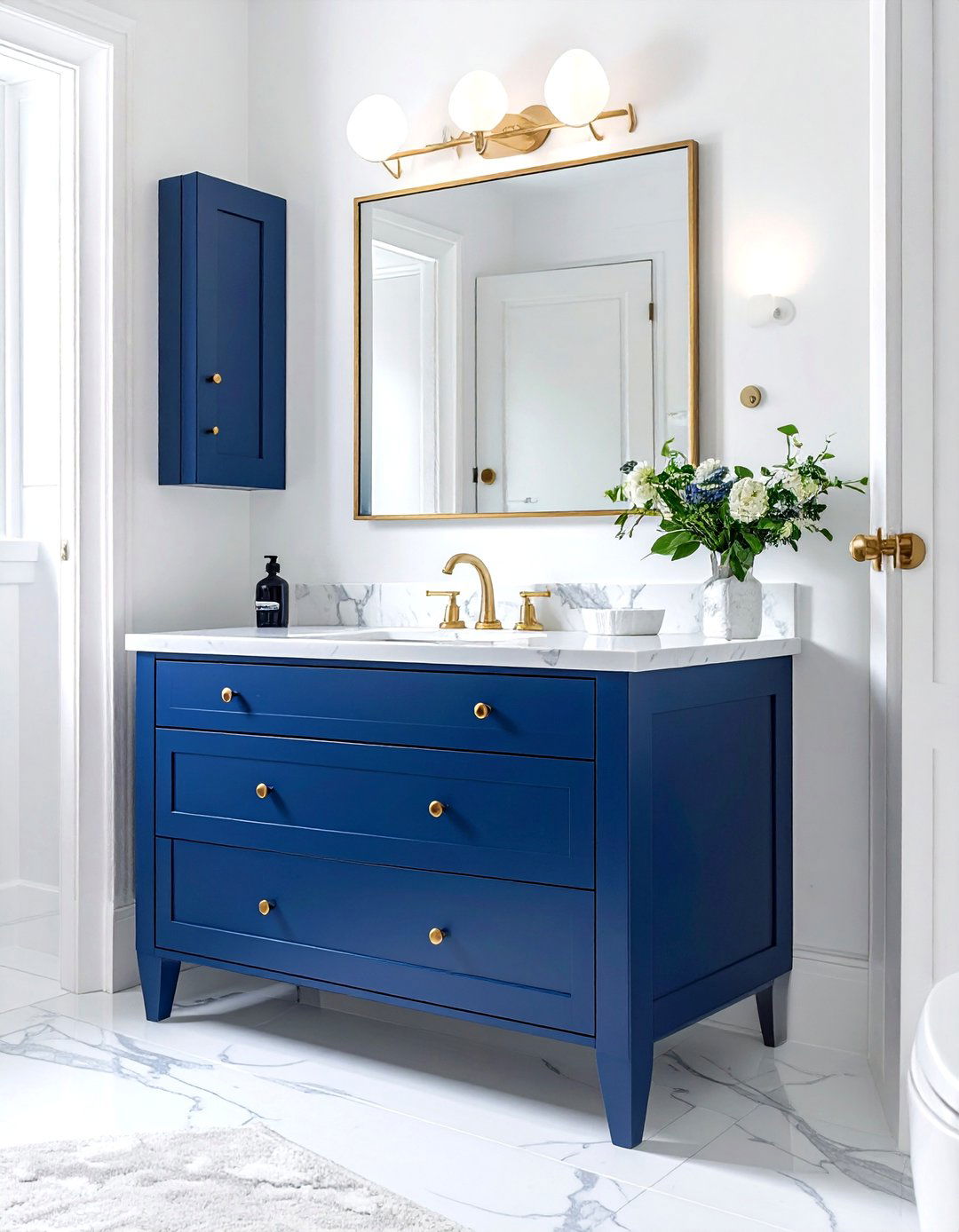 Blue bathroom vanity - 30 before and after bathroom ideas
