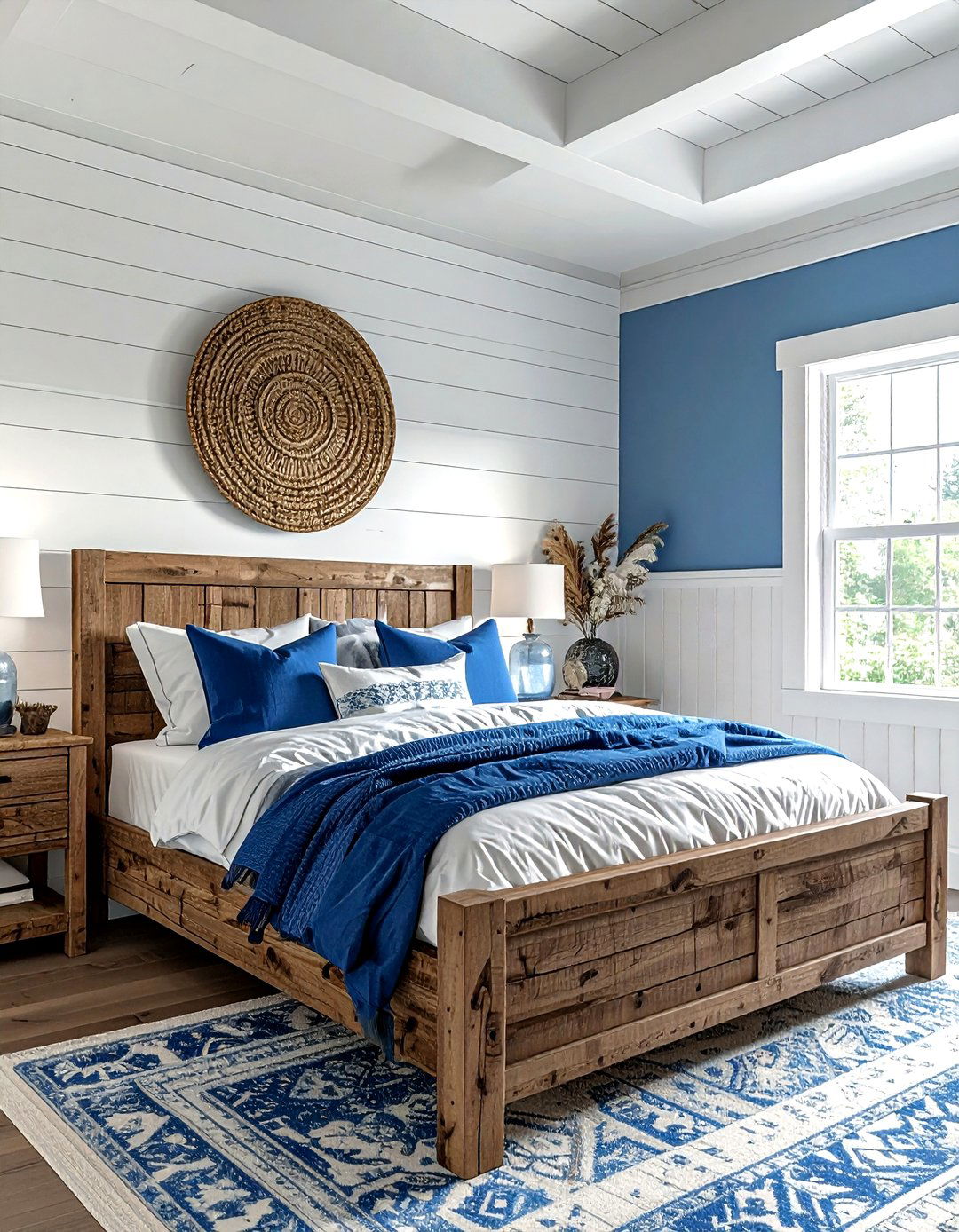 Blue board and batten - 30 farmhouse blue bedroom ideas