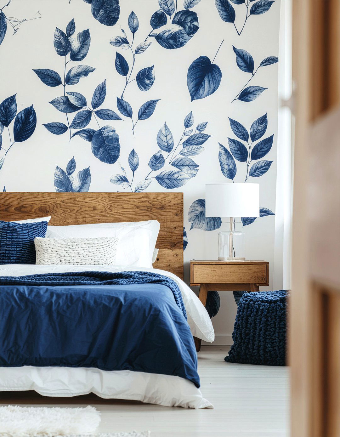 Blue botanical wallpaper - 30 bedroom botanical wallpapers