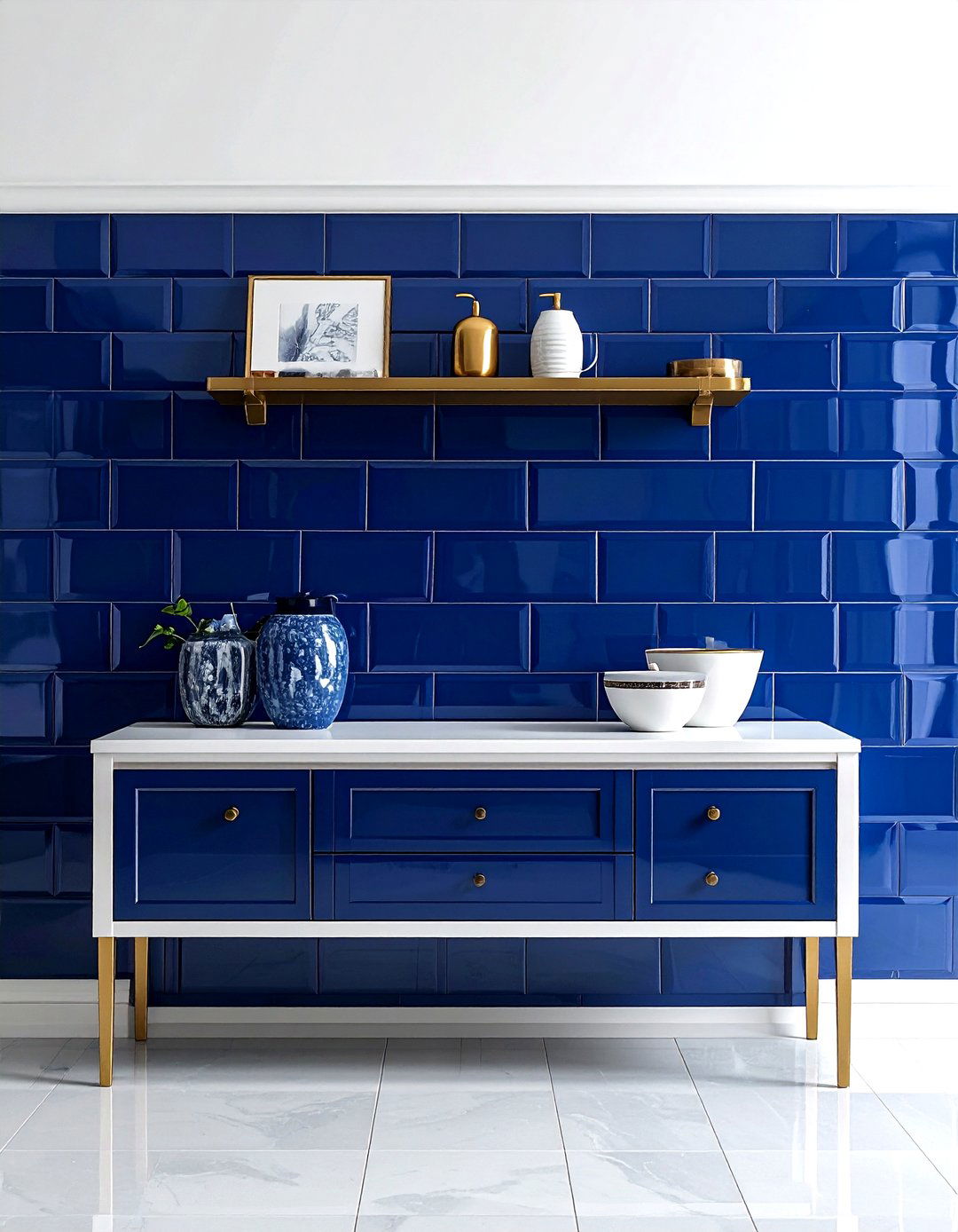Blue ceramic tile - 30 dining room backsplash ideas