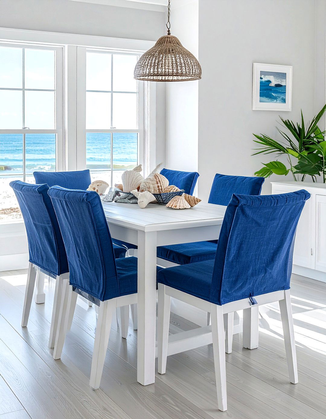 Blue coastal dining chairs - 30 slipcovered dining chair ideas