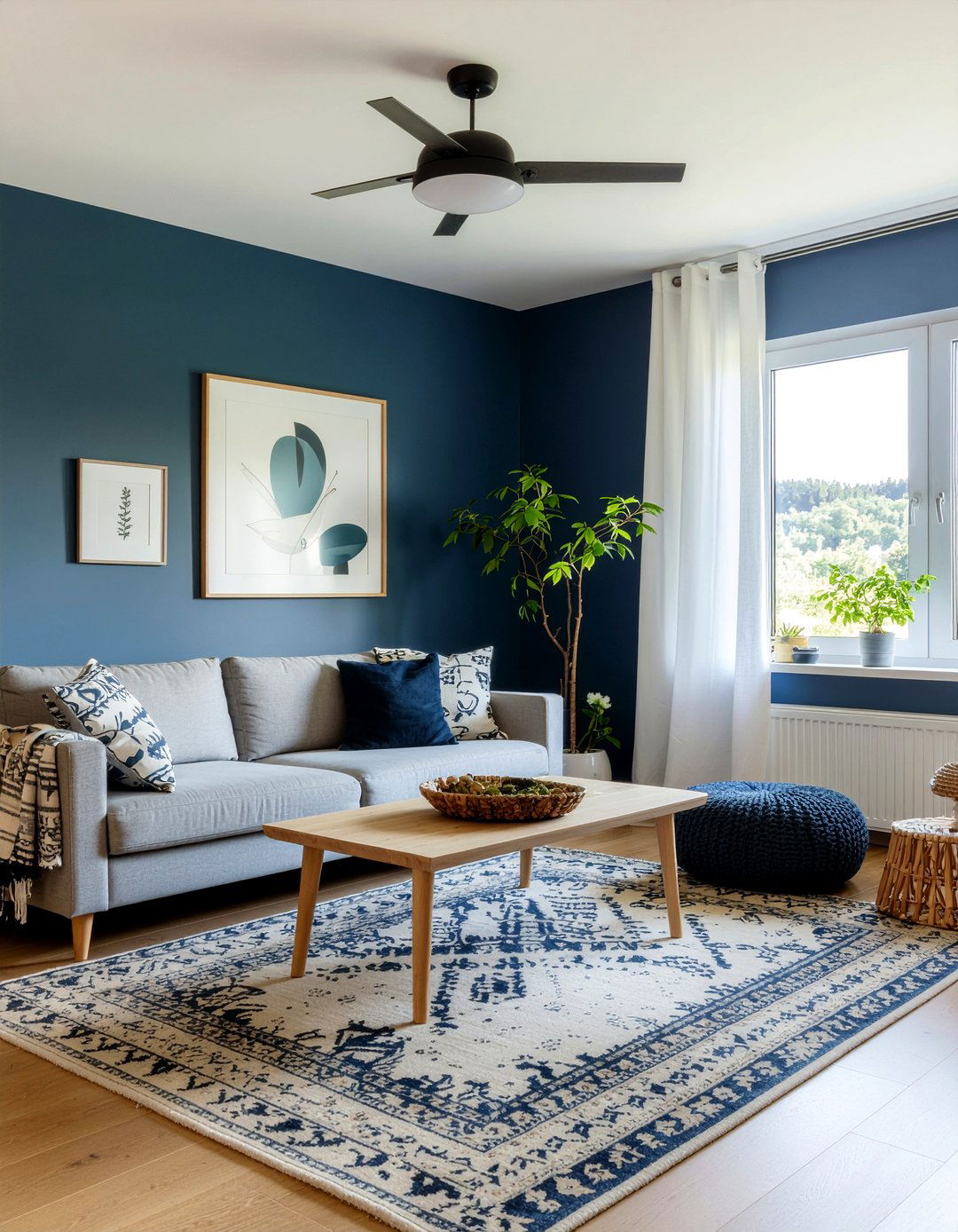 Blue color scheme - 30 Norwegian living room ideas