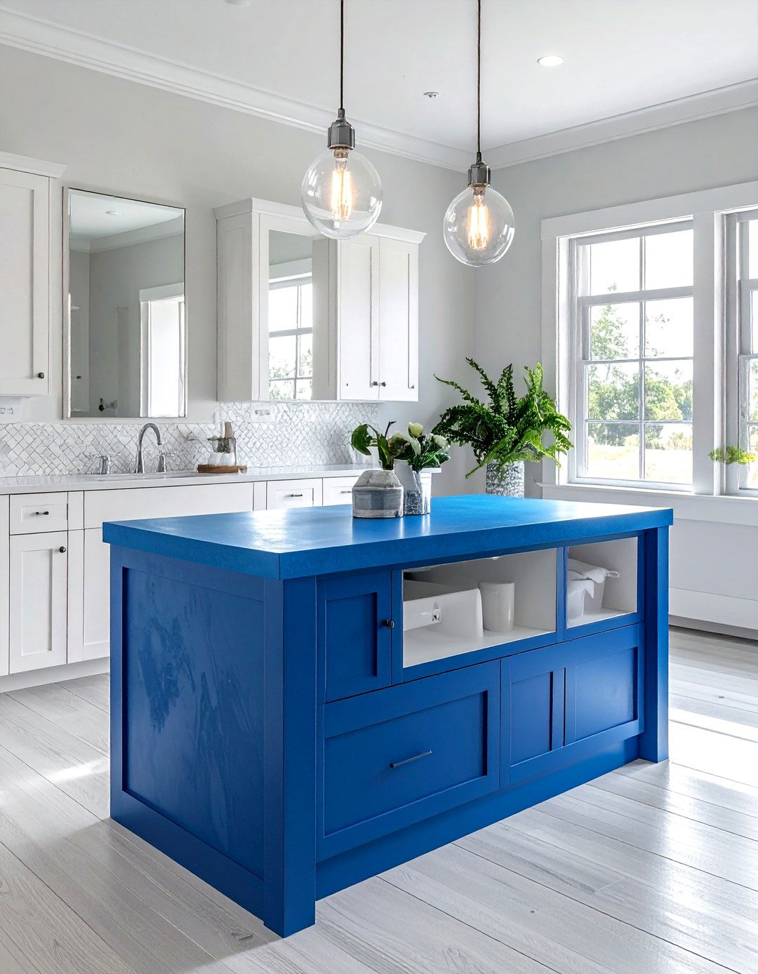 Blue concrete countertop - 30 concrete countertop bathroom ideas