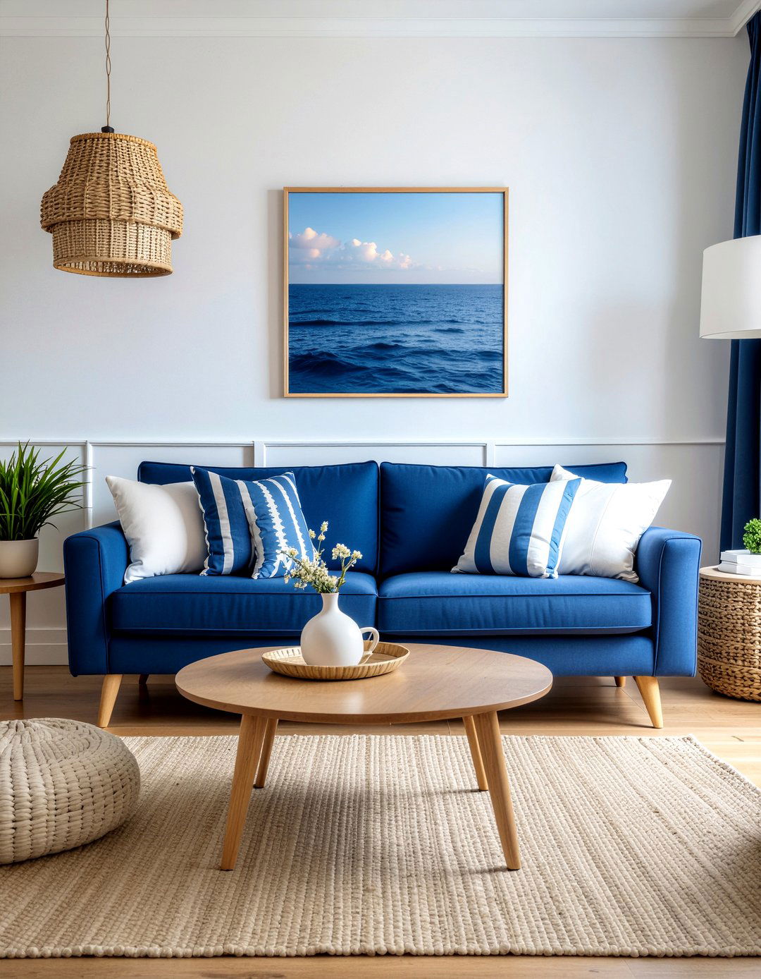 Blue fabric sofa - 30 fabric sofa living room ideas