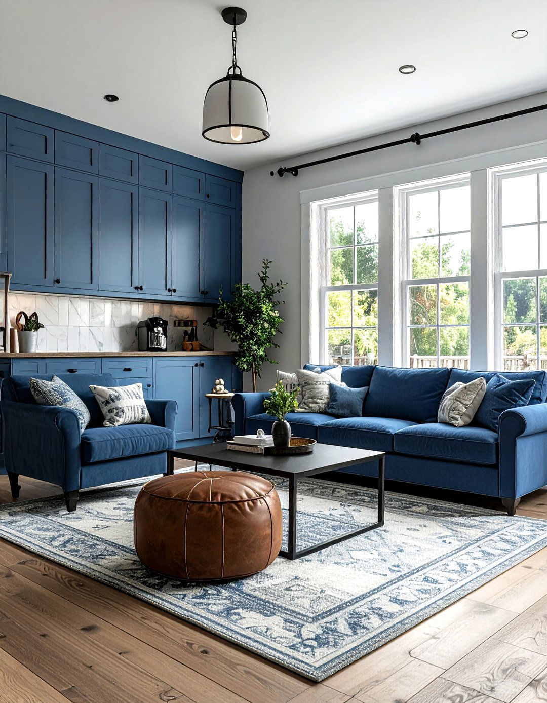 Blue farmhouse living room - 30 blue living room ideas