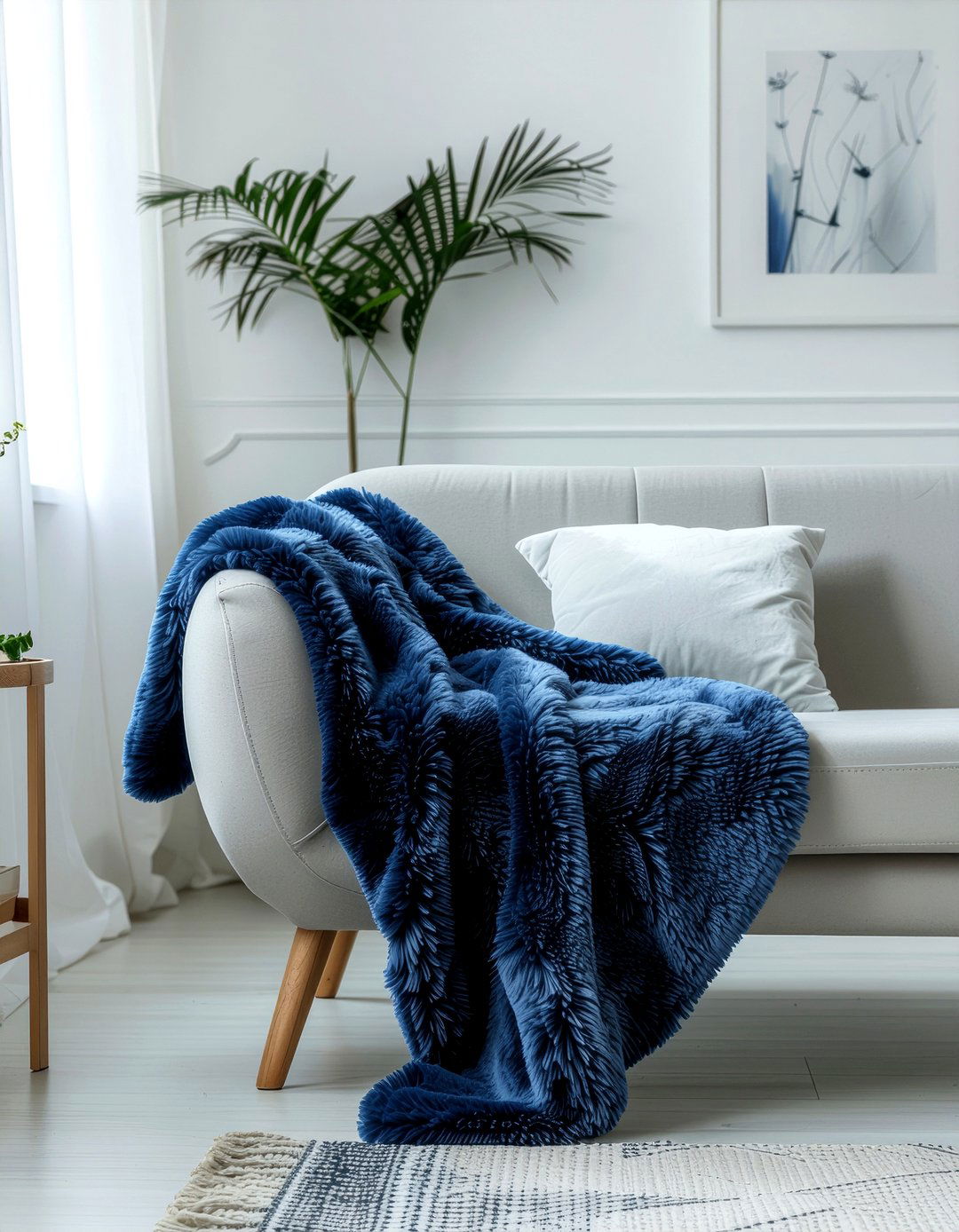 Blue faux fur throw - 30 faux fur throw ideas