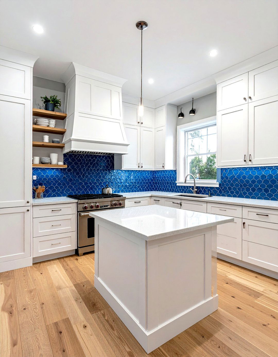 Blue fish scale tile kitchen - 30 fish scale tile kitchen backsplash ideas