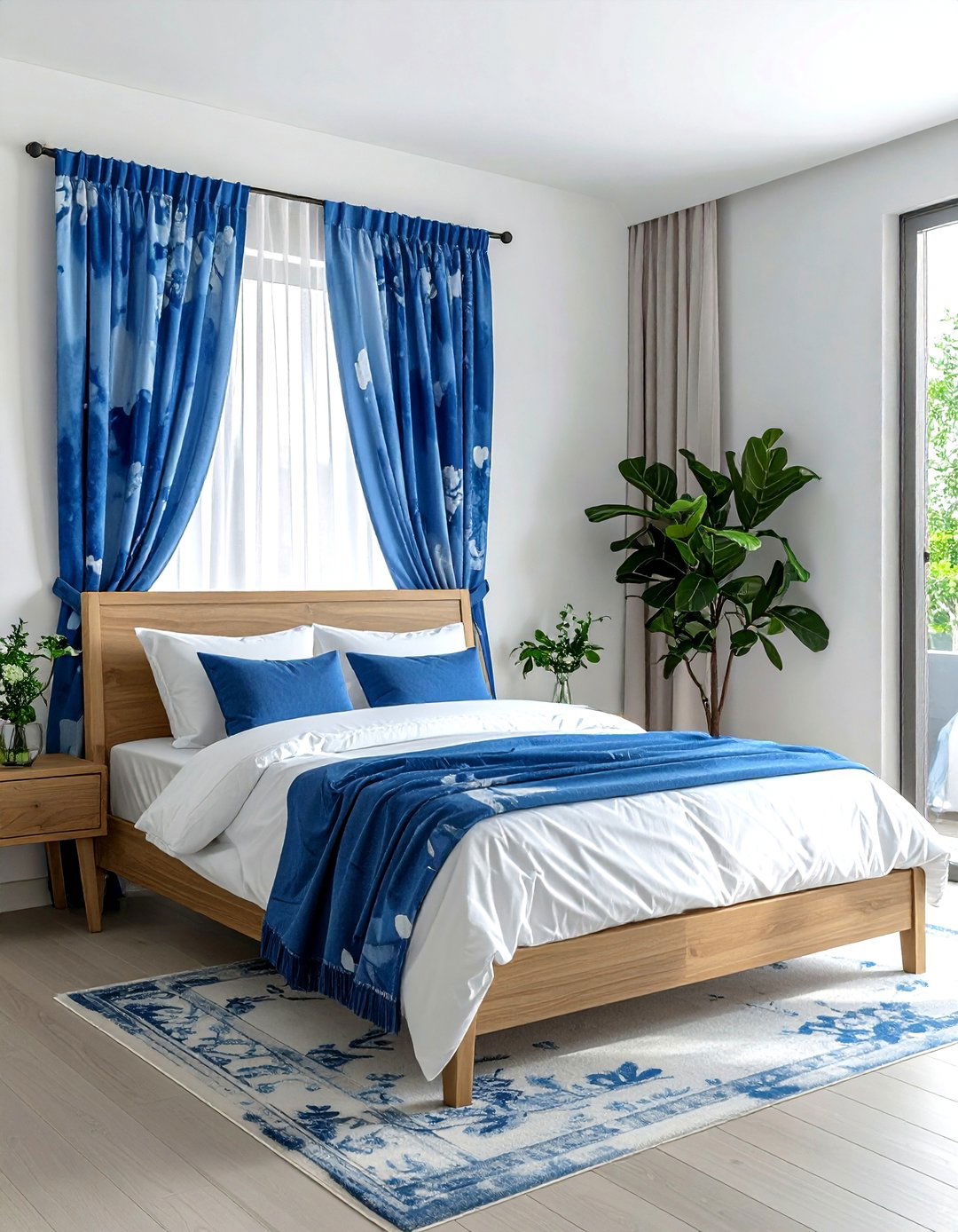 Blue floral drapes - 30 colorful curtain ideas